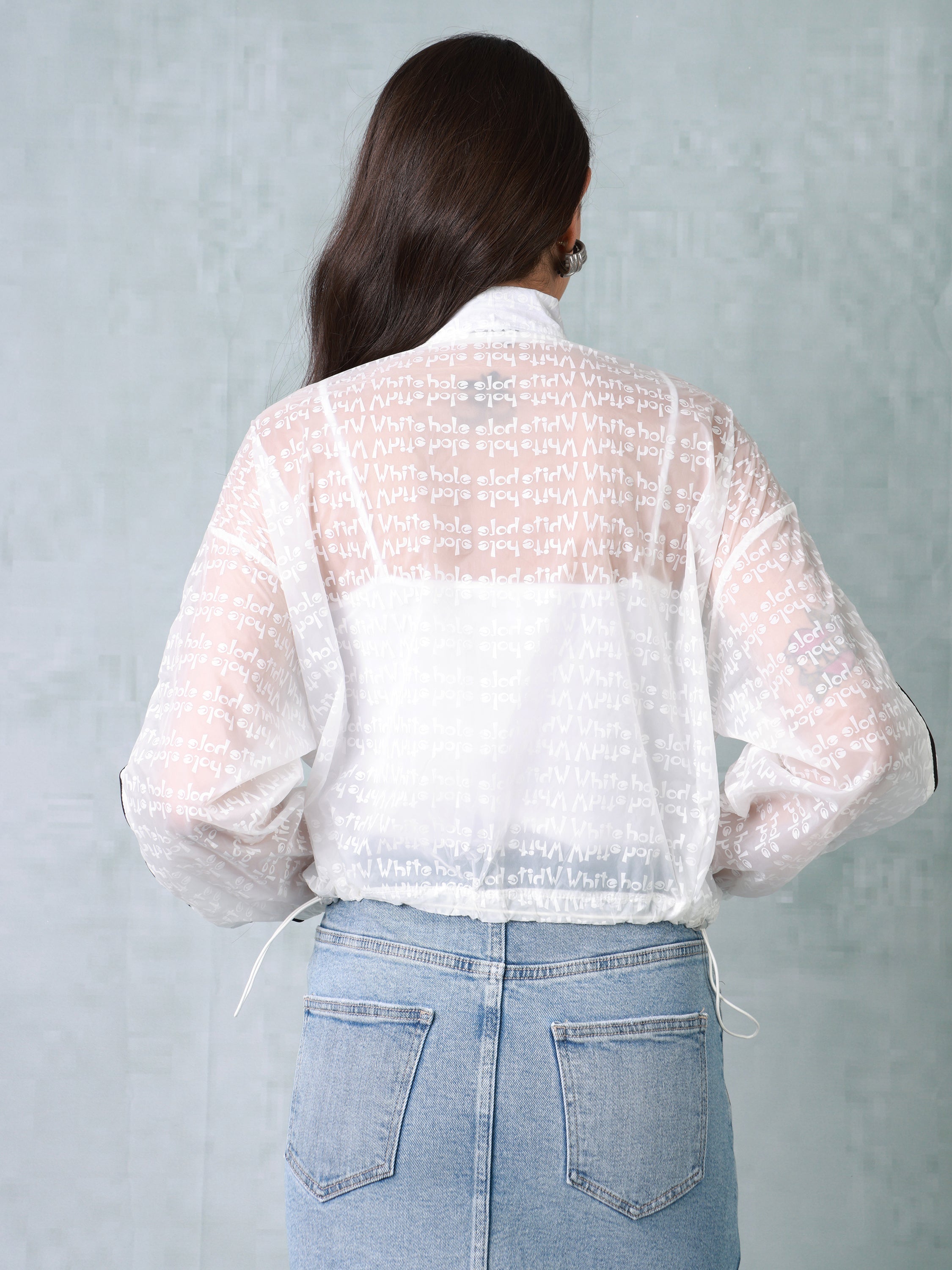 Women White Printed Parachute Jacket