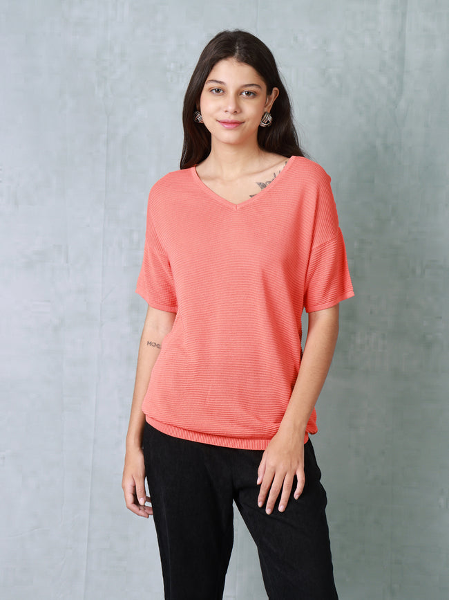 Women Orange Knitted Top