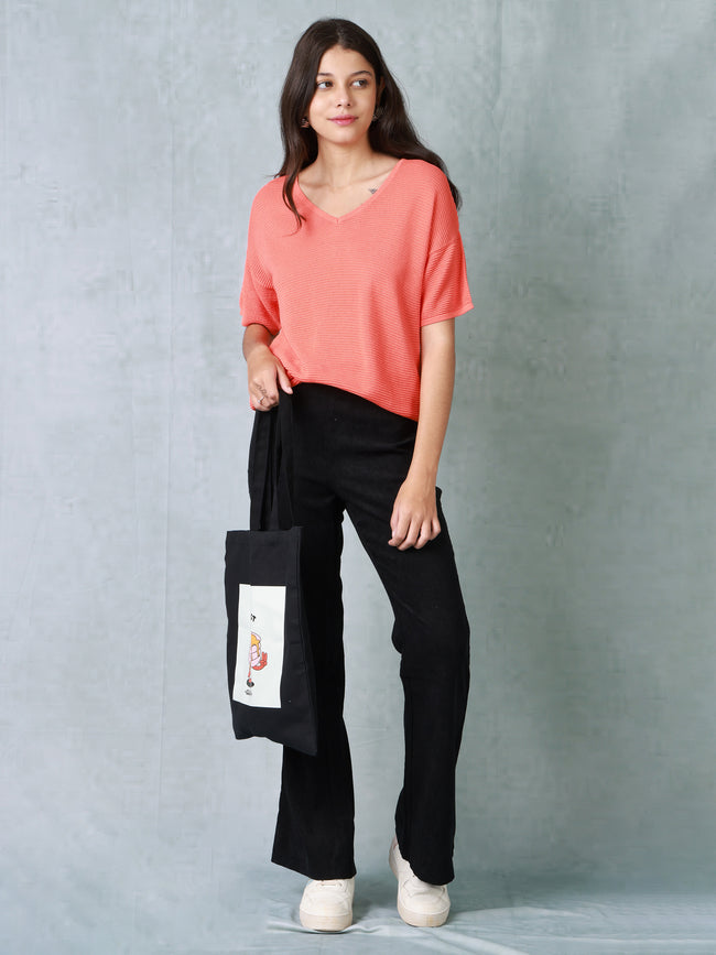 Women Orange Knitted Top