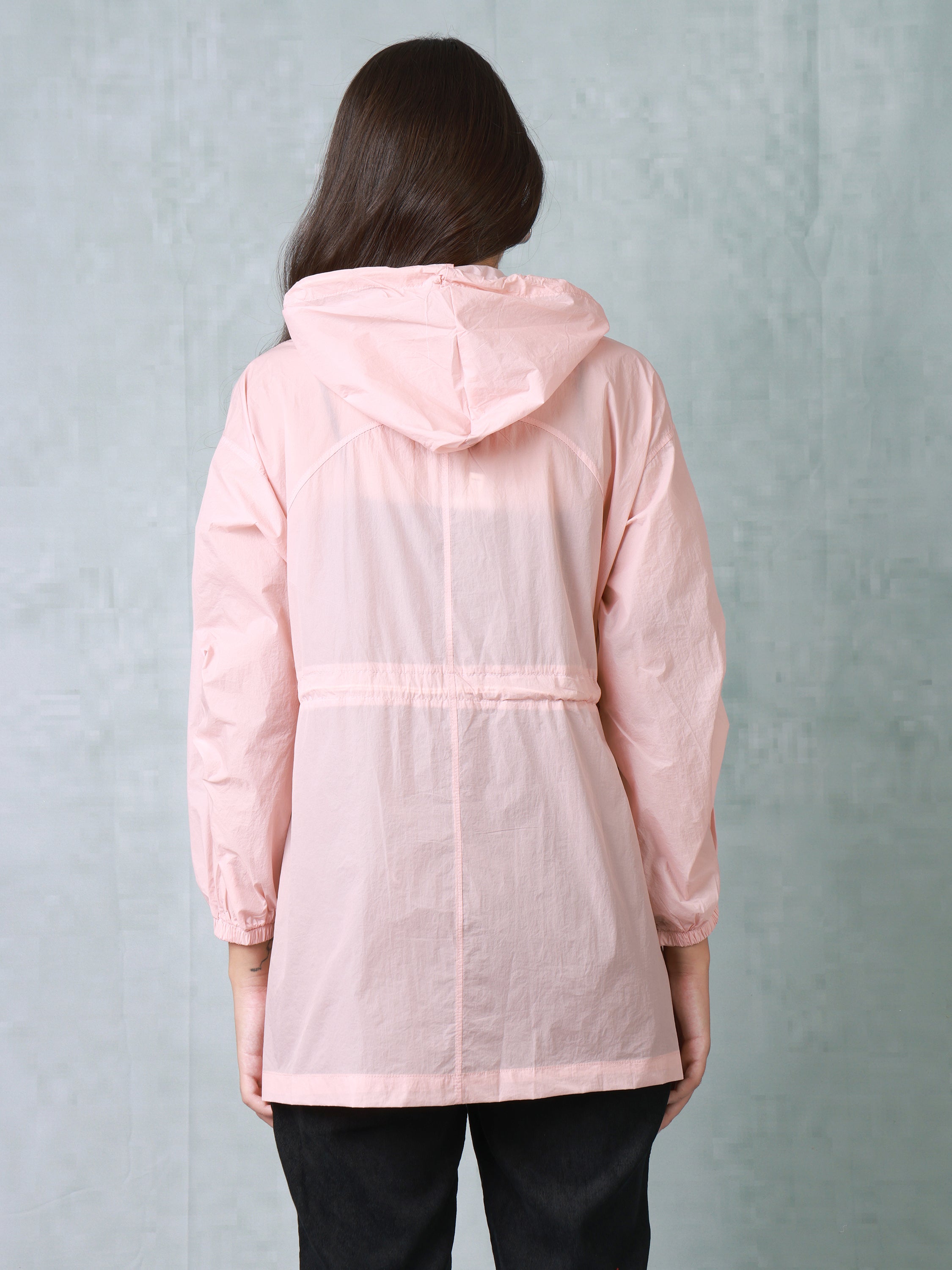 Women Pink Comfort Fit Parachute hooded Jacket