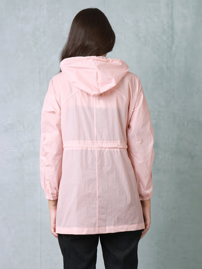 Women Pink Comfort Fit Parachute hooded Jacket