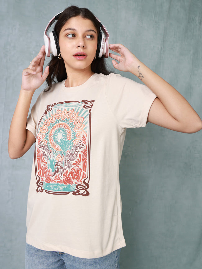 Women Light Beige Organic Cotton T-shirt