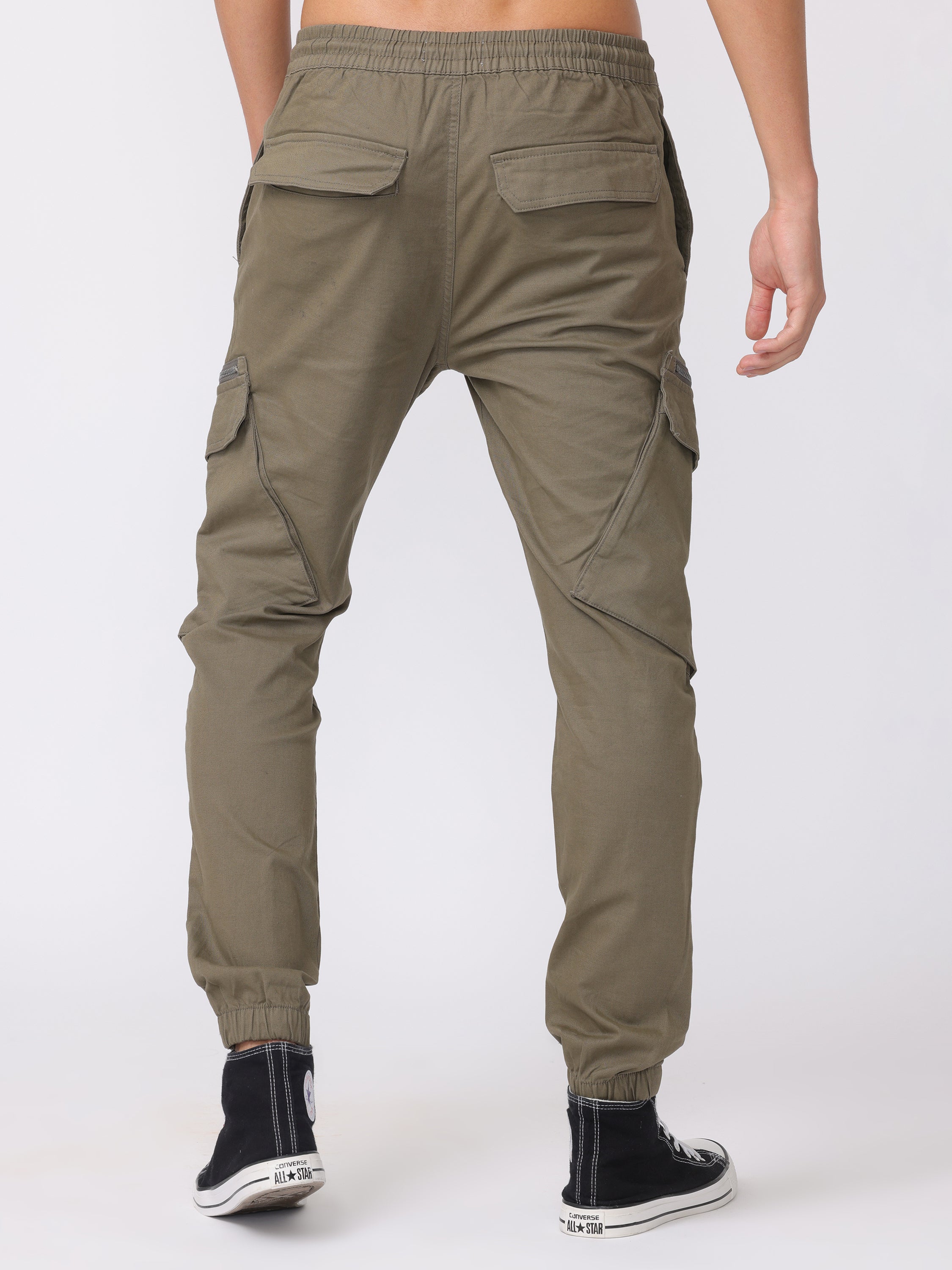 Men Olive Regular Fit Cargo Pants