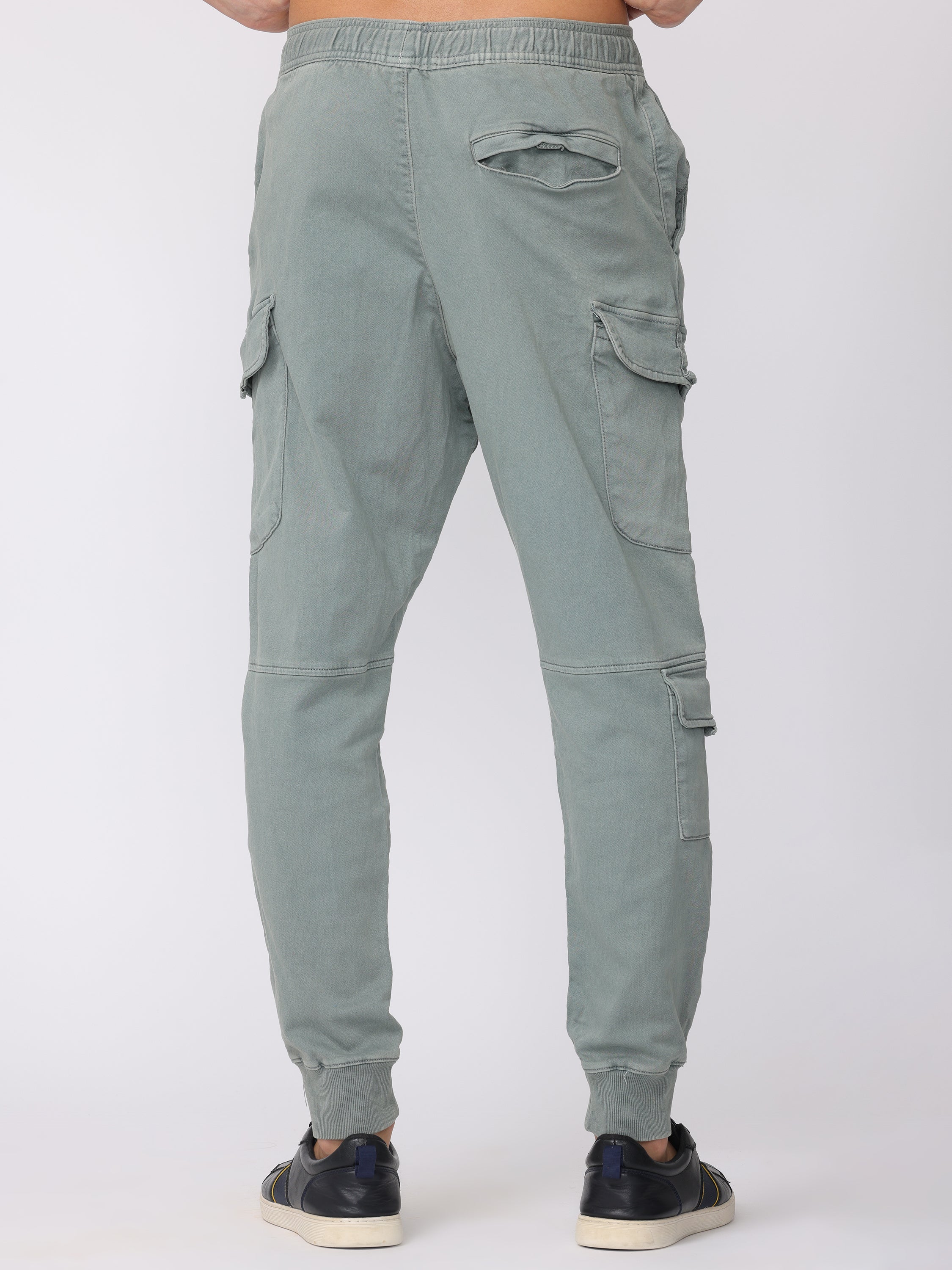 Men Light Grey Regular Fit Cargo Pants