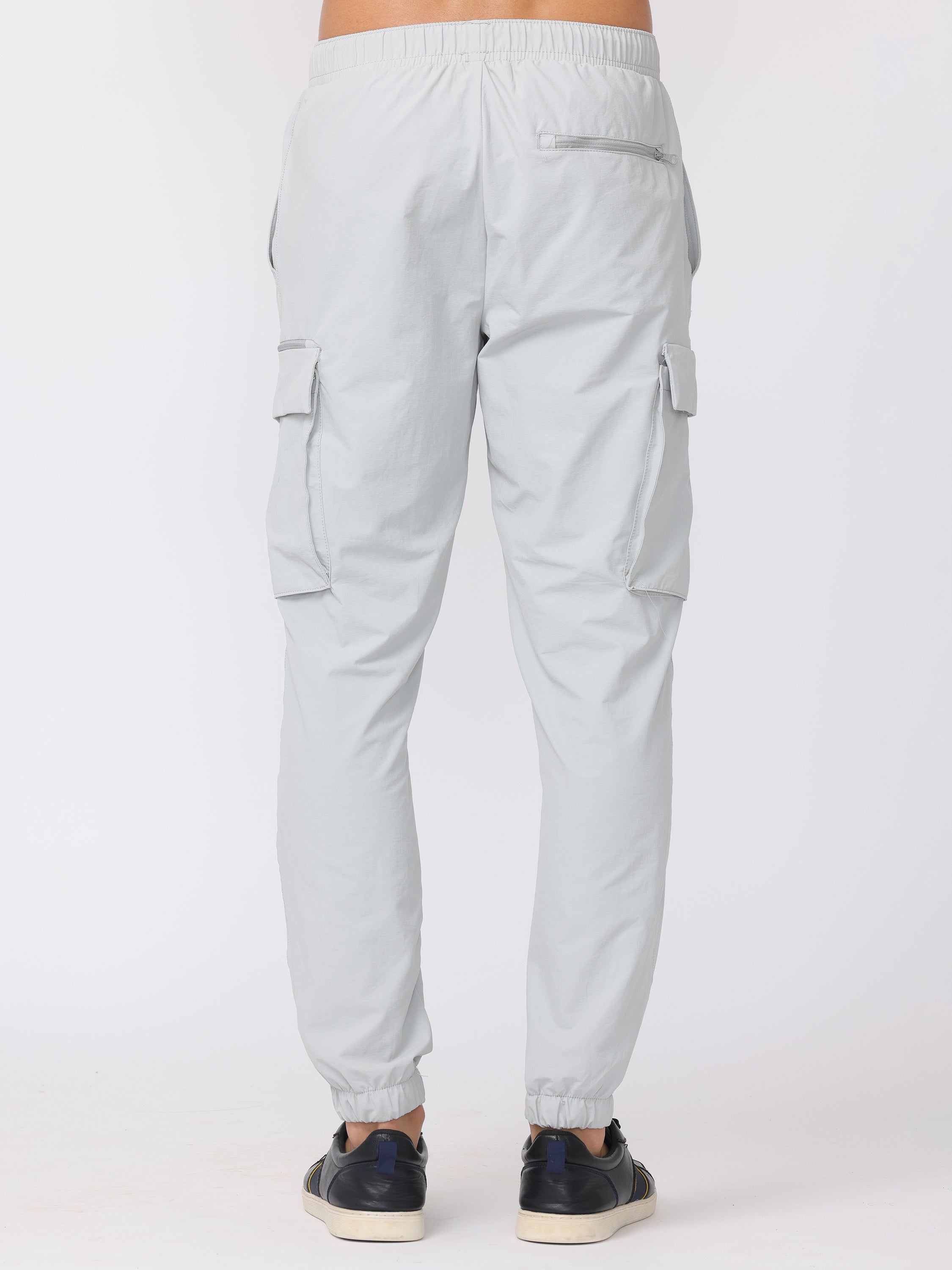 Men Light Grey Comfort Fit Parachute Joggers