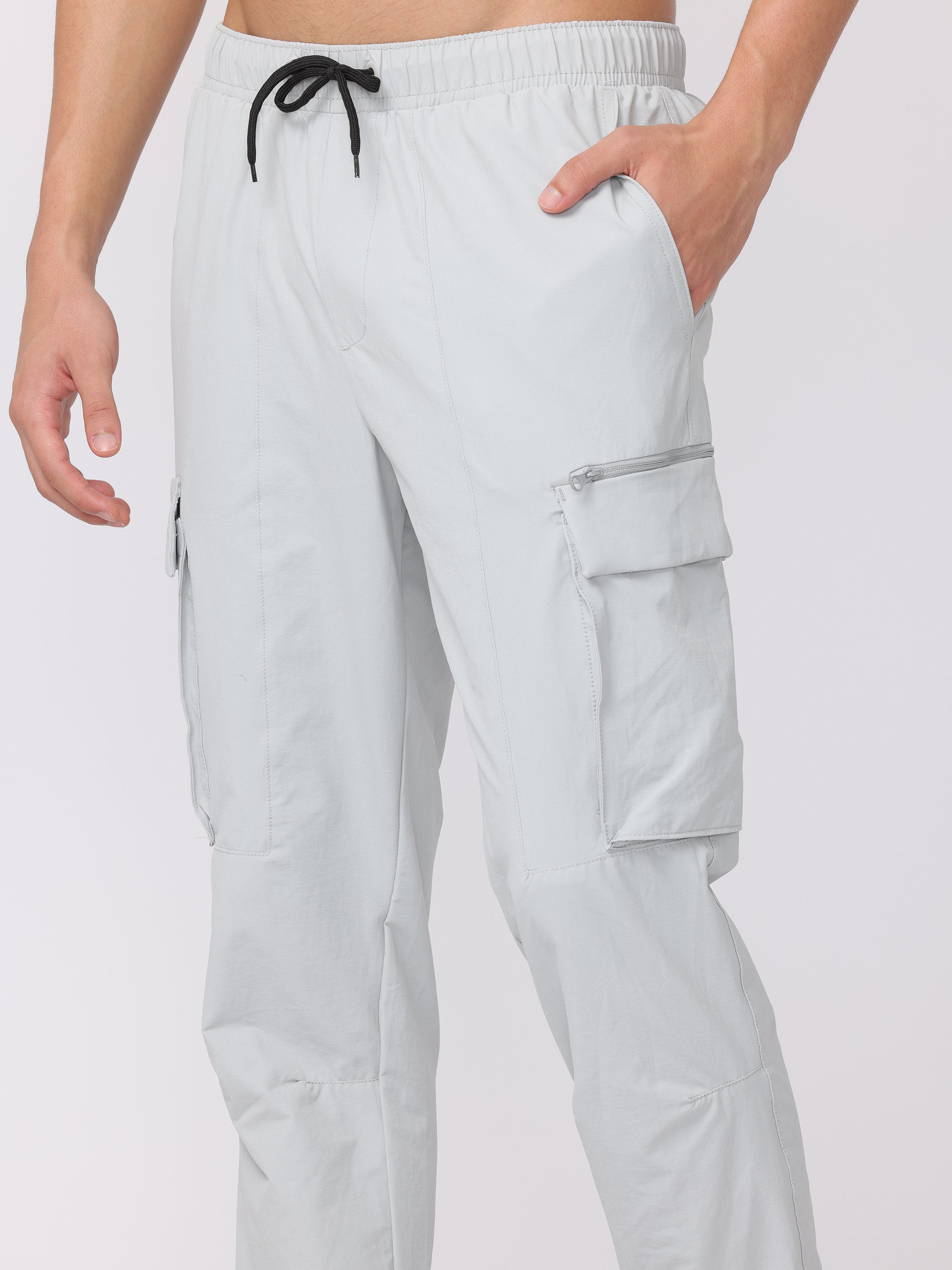 Men Light Grey Comfort Fit Parachute Joggers