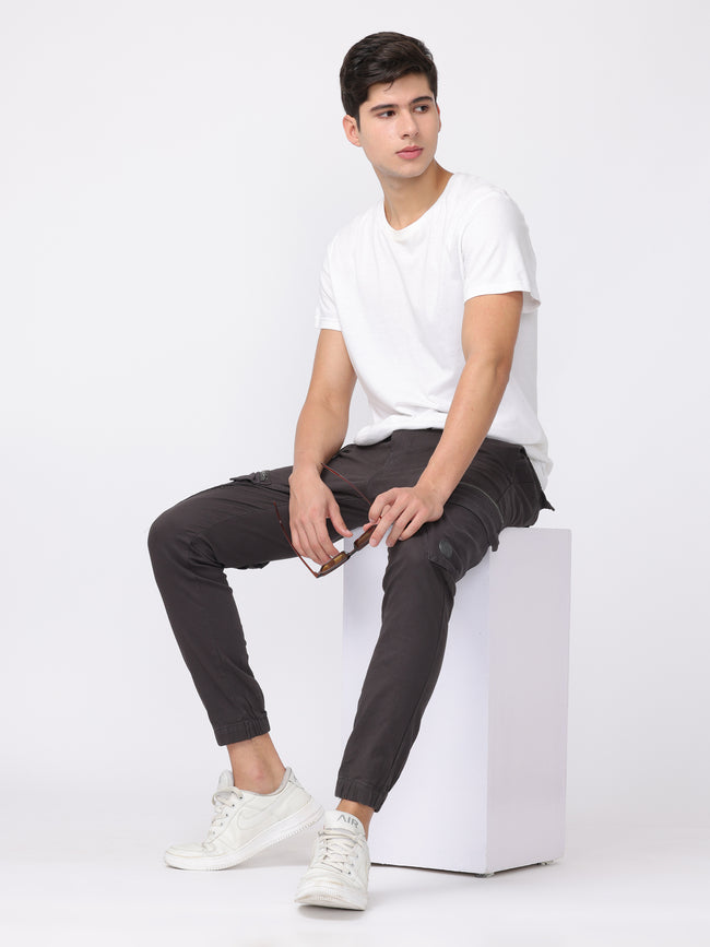 Men Black Slim Fit Cargo Pants