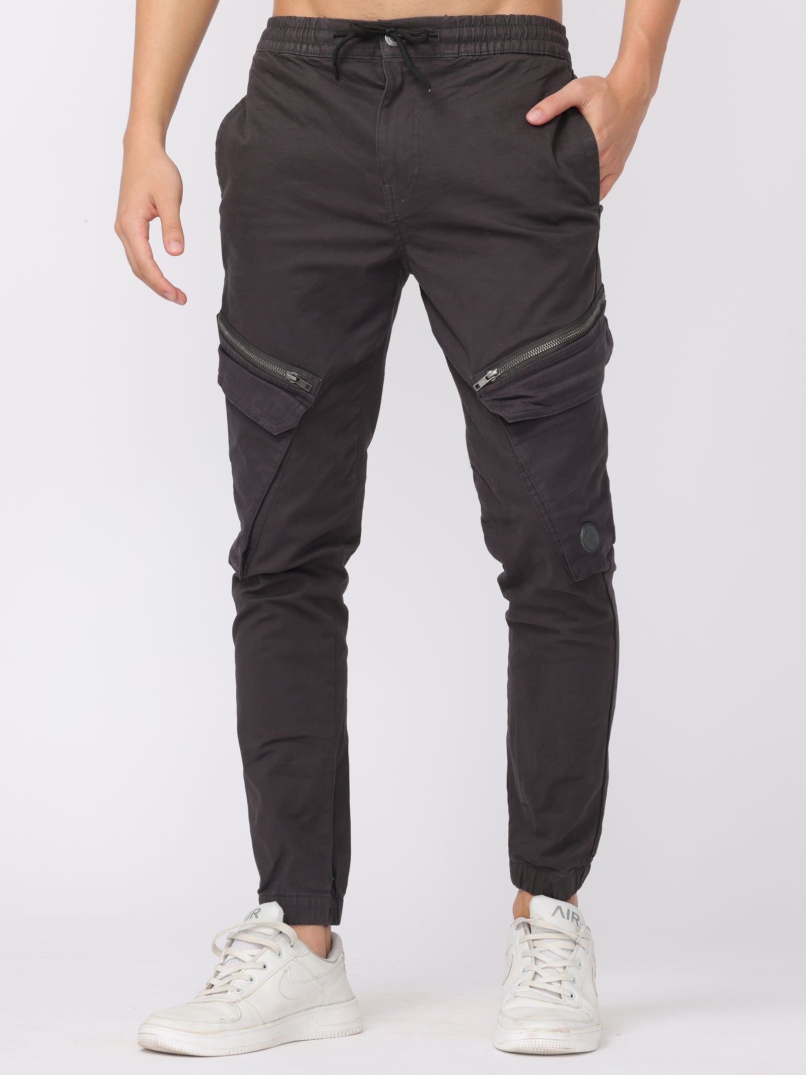 Men Black Regular Fit Cargo Pants