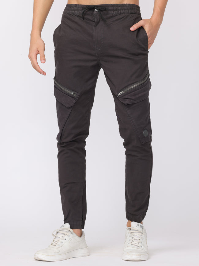 Men Black Slim Fit Cargo Pants