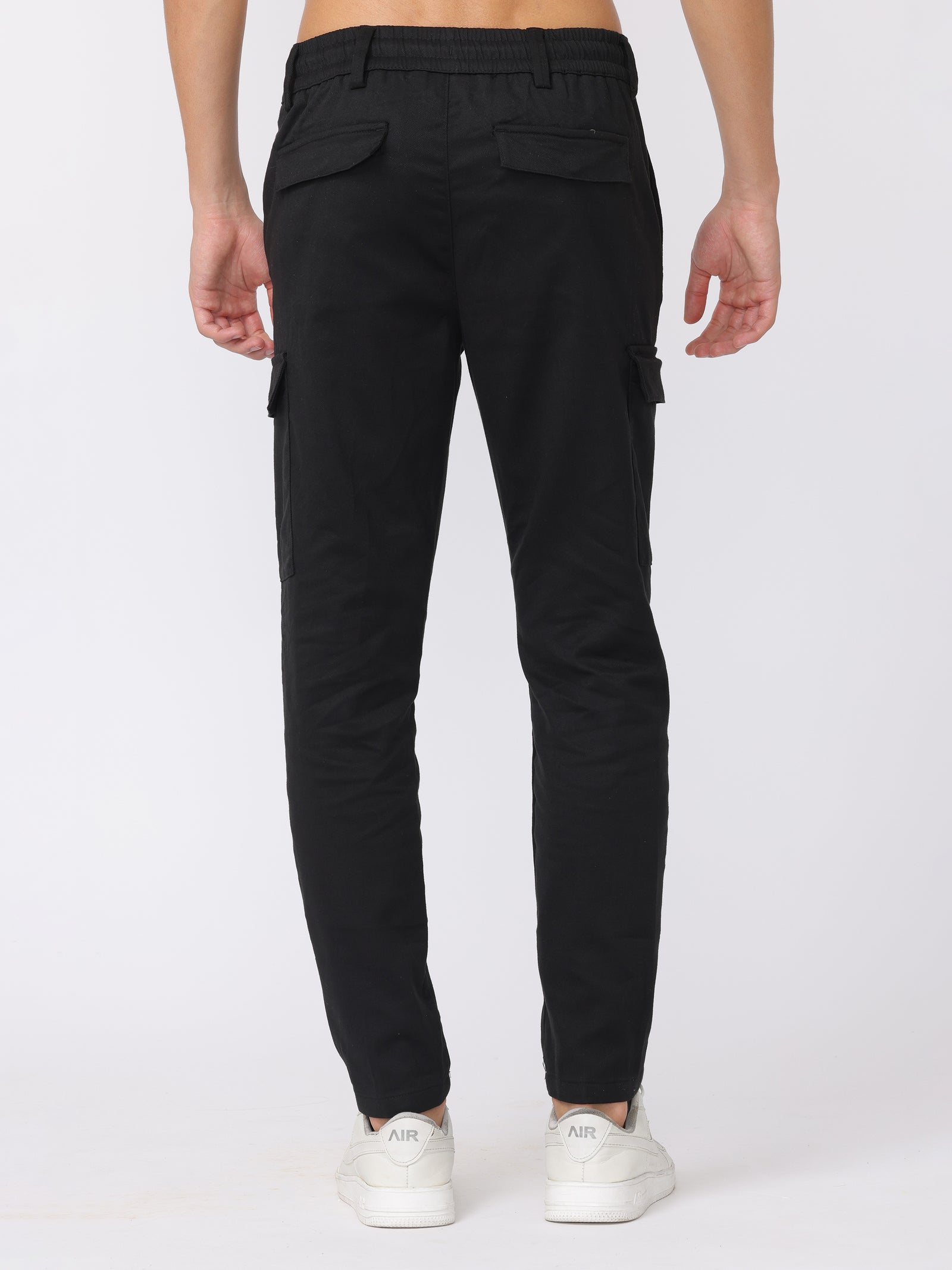 Men Black Regular Fit Cargo Pants