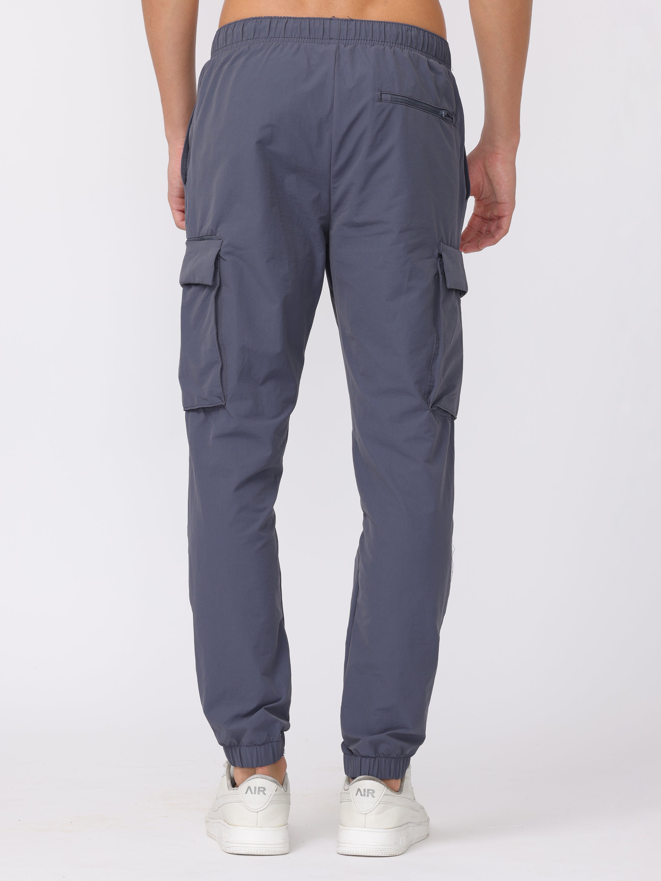 Men Grey Comfort Fit Parachute Joggers