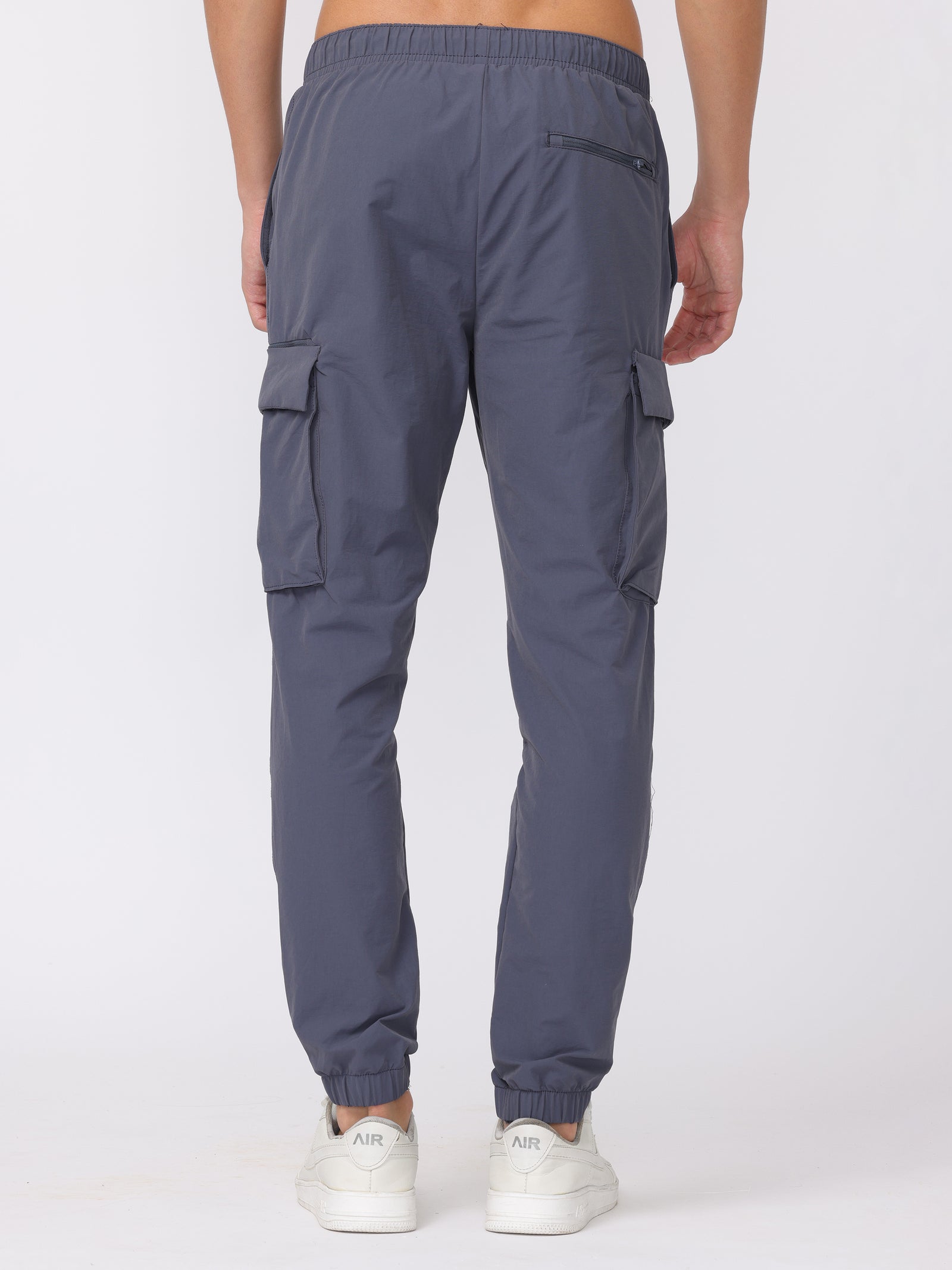 Men Grey Comfort Fit Parachute Joggers