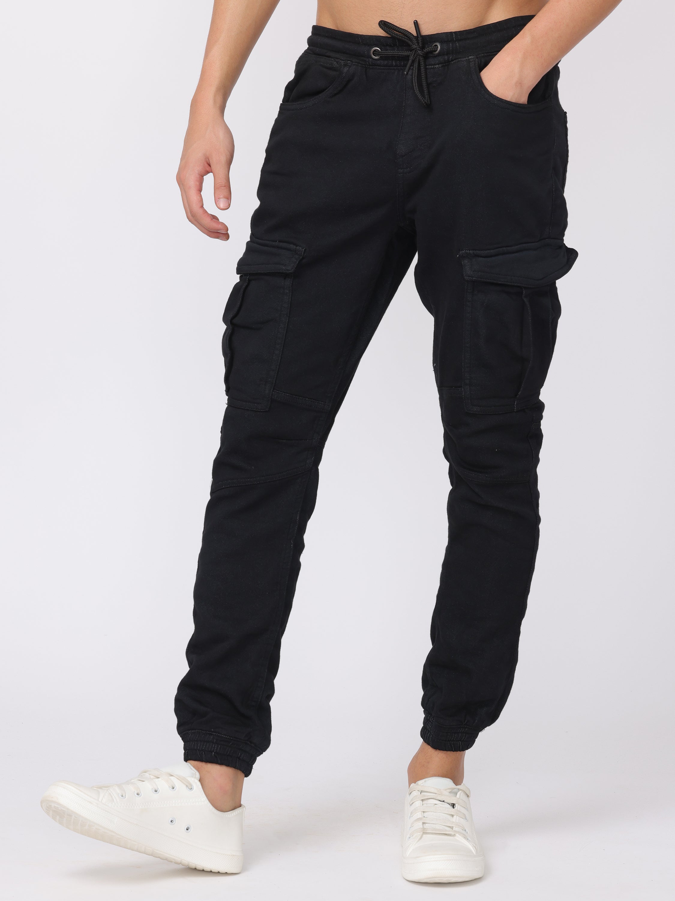 Men Black Comfort Fit Stretchable Joggers