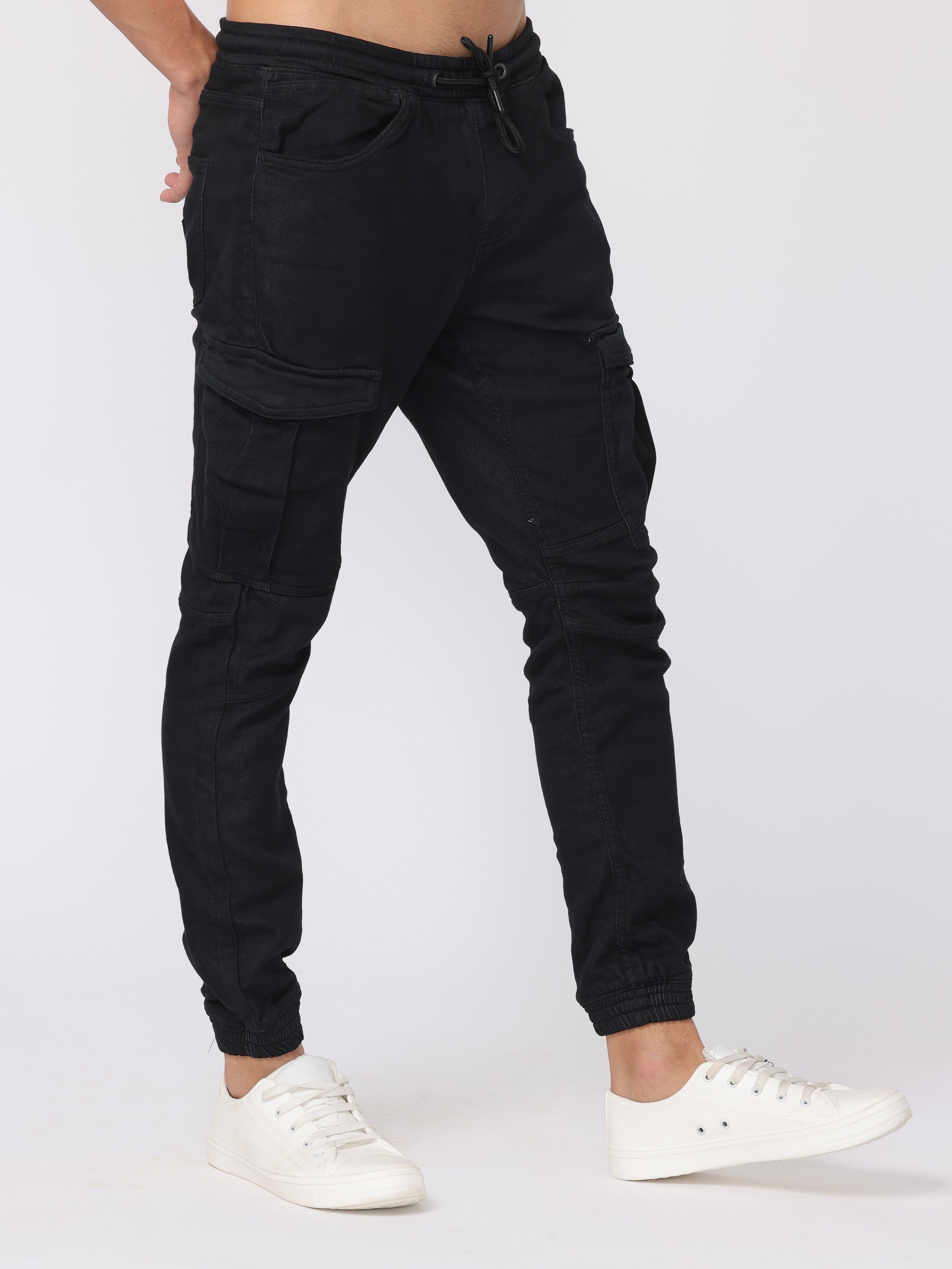 Men Black Comfort Fit Stretchable Joggers