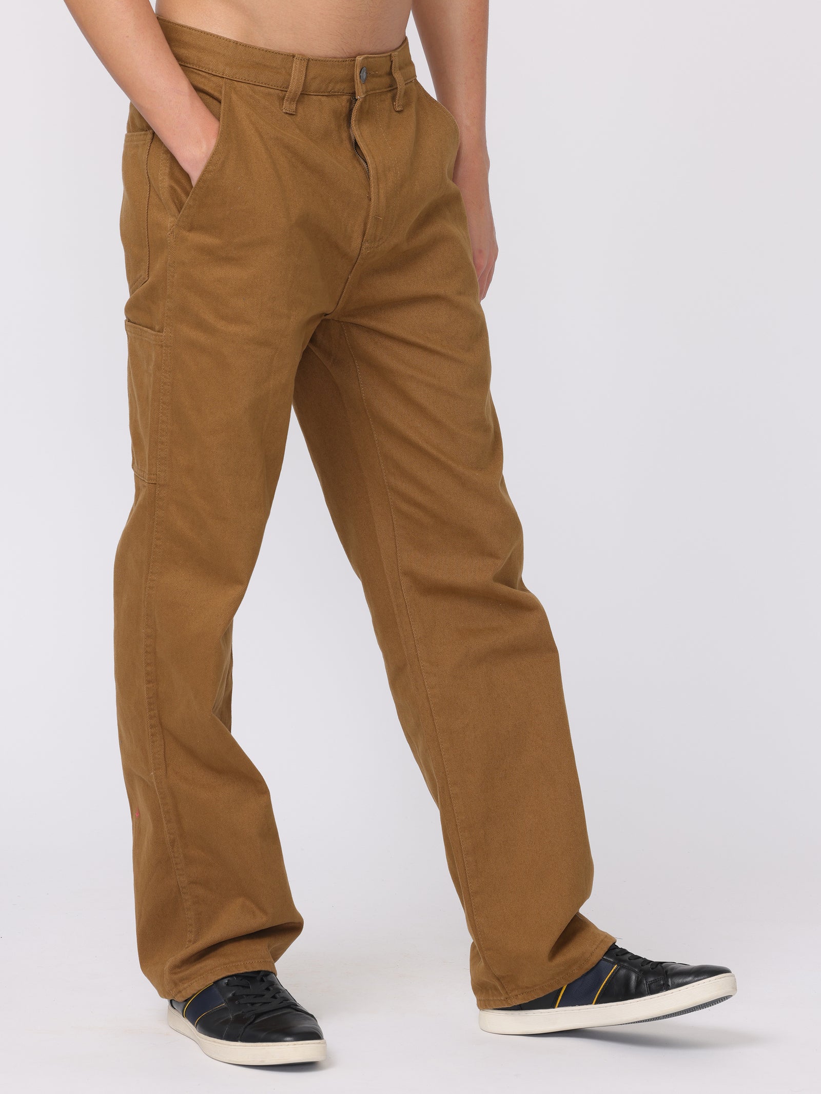 Men Brown Baggy Fit Carpenter Pants