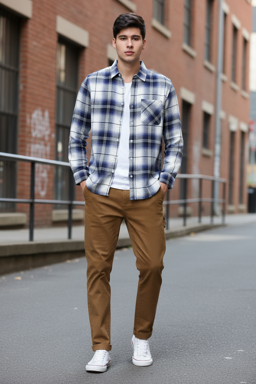 Men Blue Regular Fit Checked Shirt
