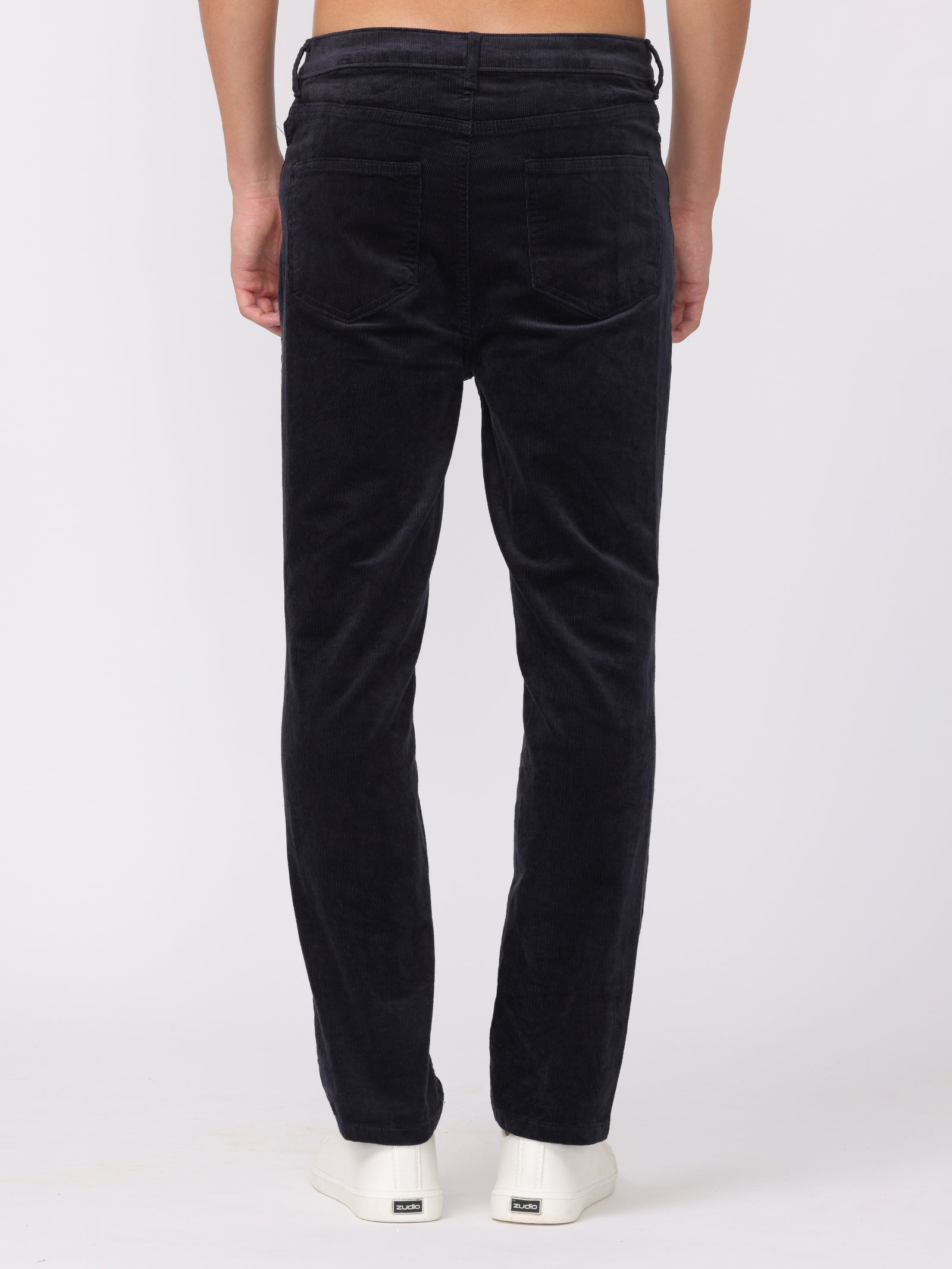 Men Navy Regular Fit Corduroy Pants