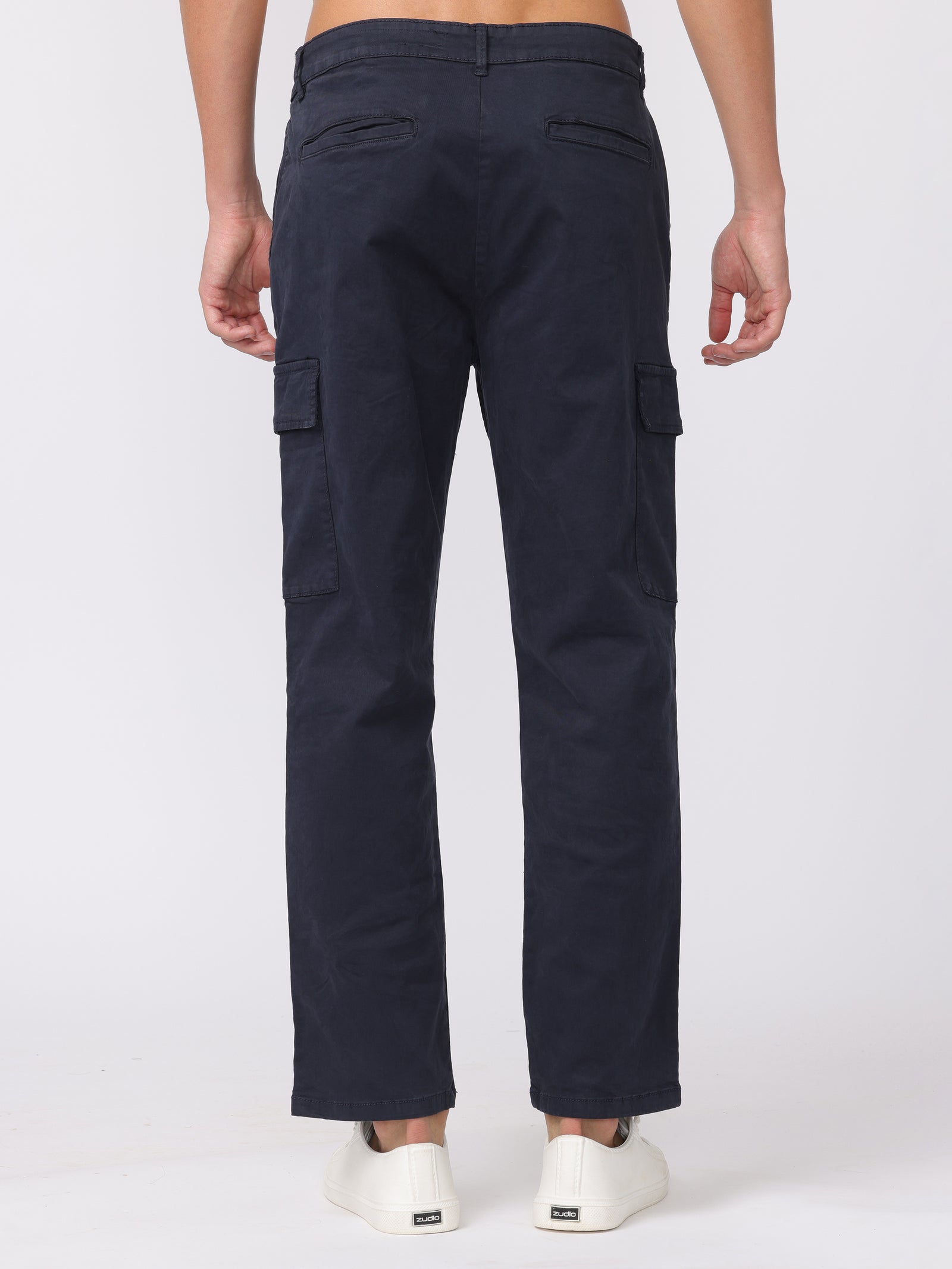 Men Black Regular Fit Cargo Pants