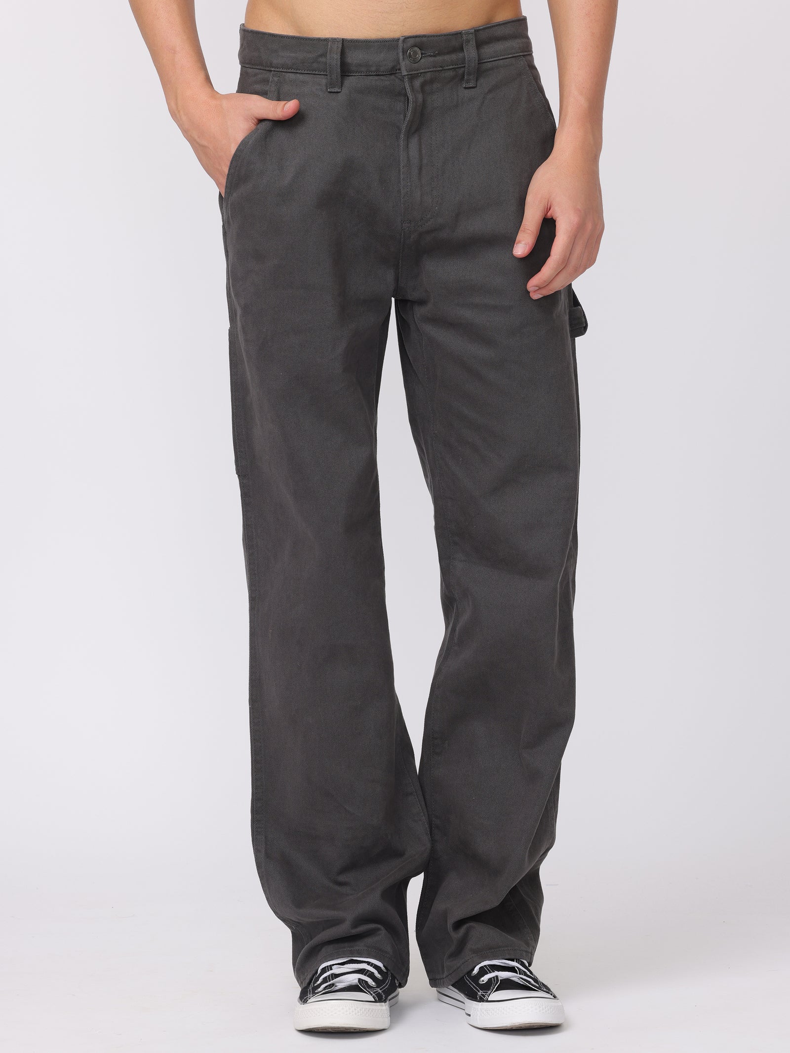 Men Grey Baggy Fit Carpenter Pants