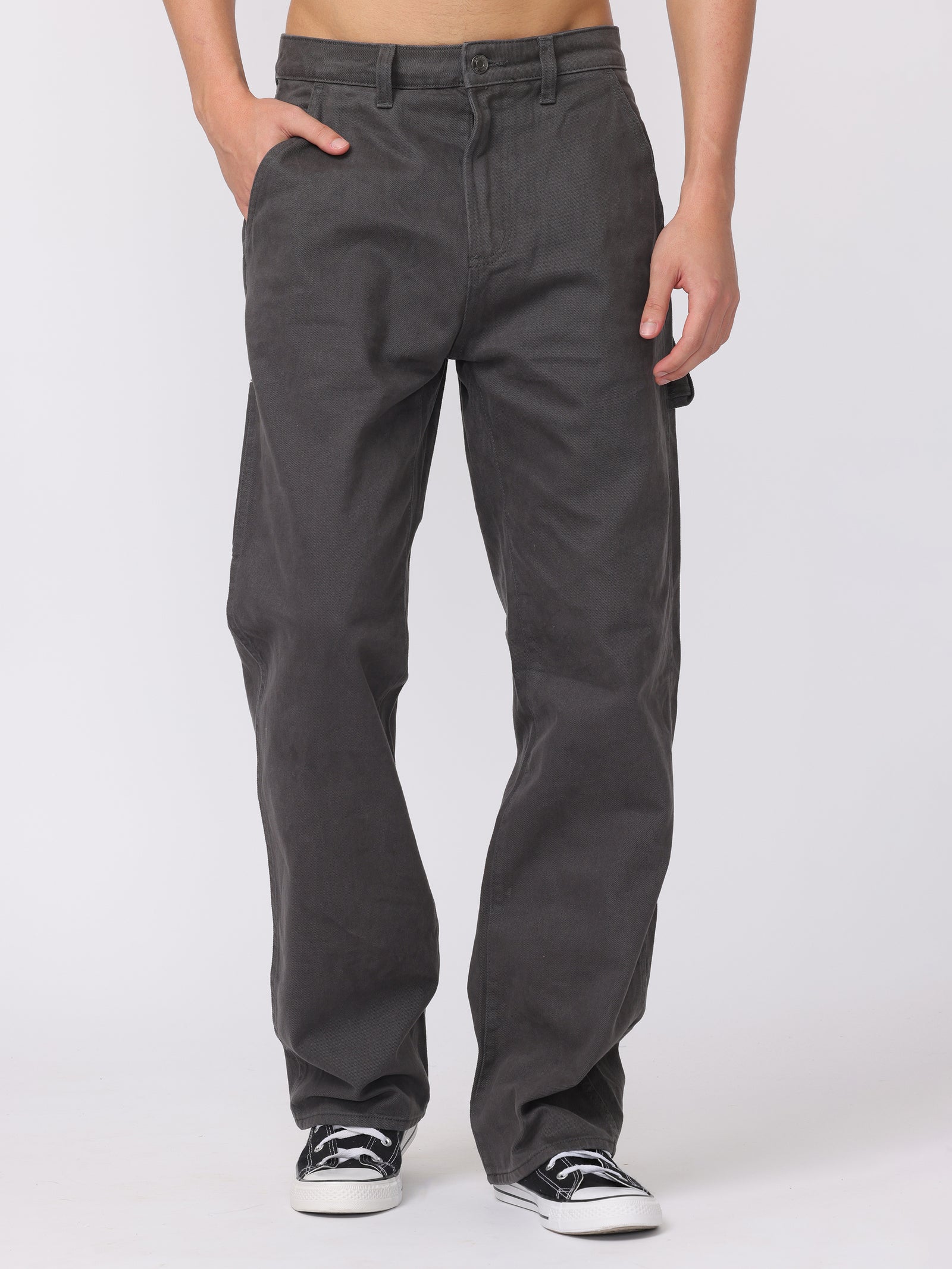 Men Grey Baggy Fit Carpenter Pants