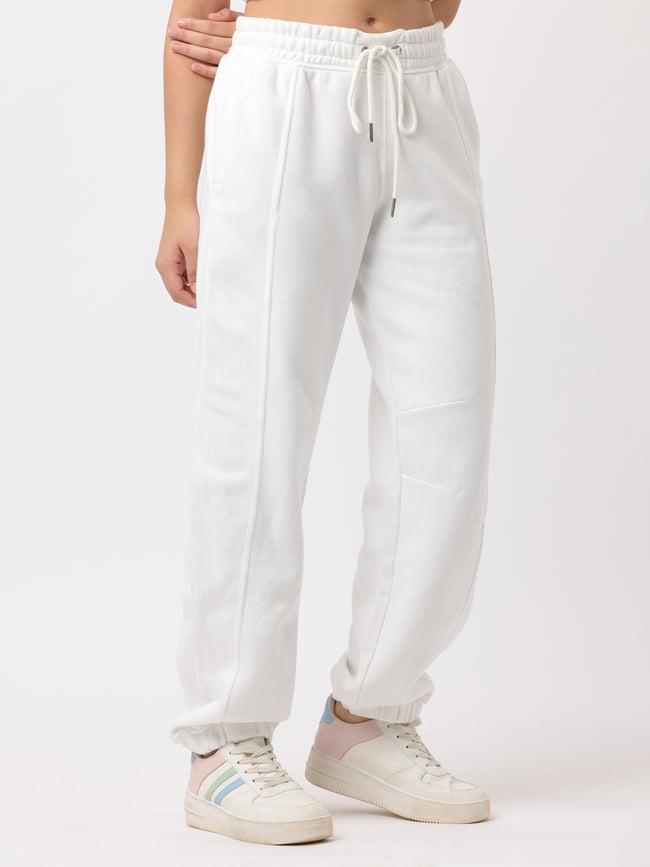 Women White Comfort Fit Joggers
