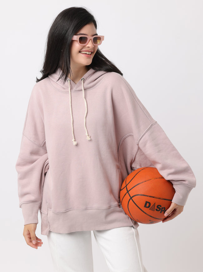 Women Light Purple Oversized Hoodie