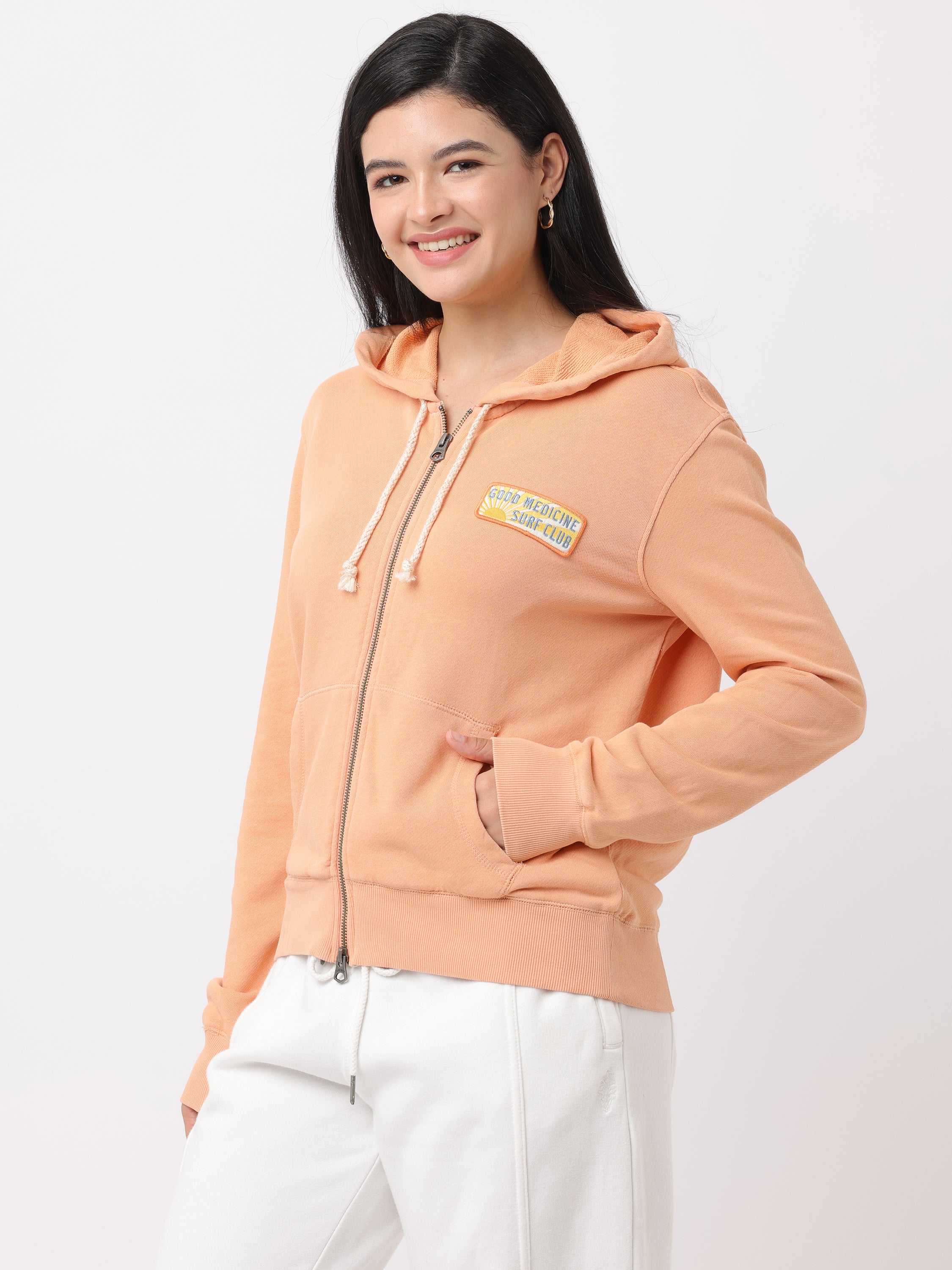 Women Orange Comfort Fit Hoodie