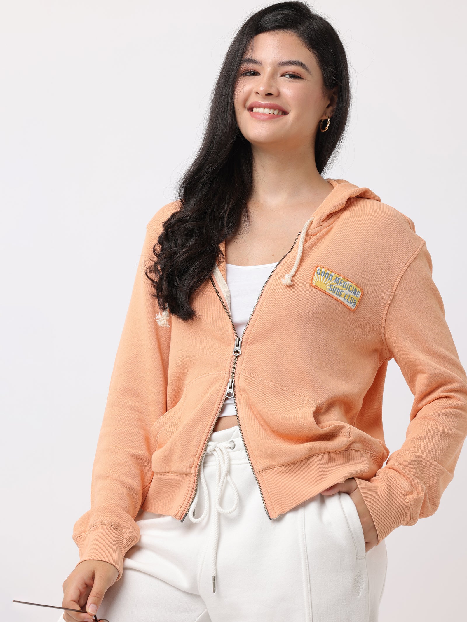 Women Orange Comfort Fit Hoodie