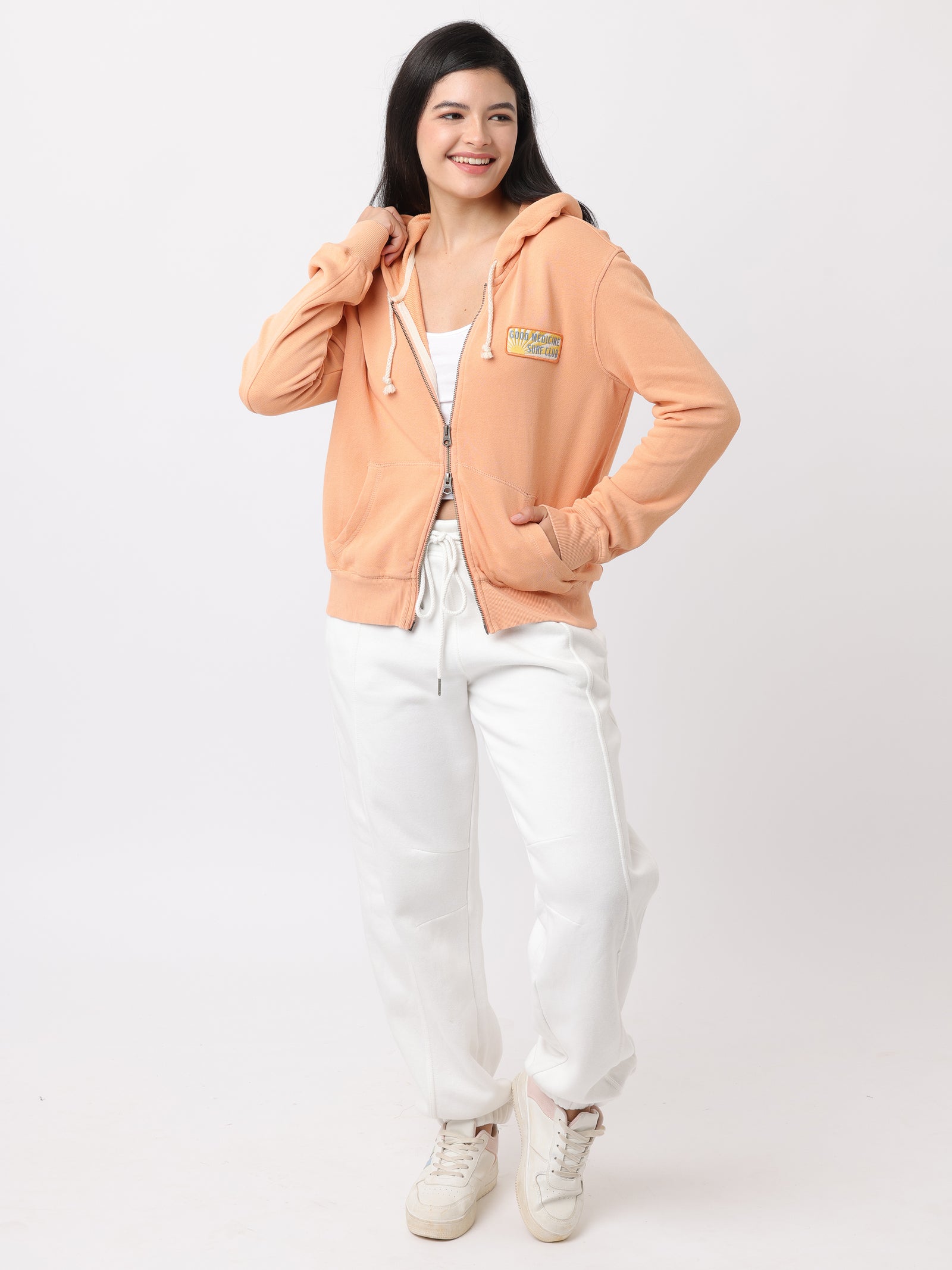 Women Orange Comfort Fit Hoodie