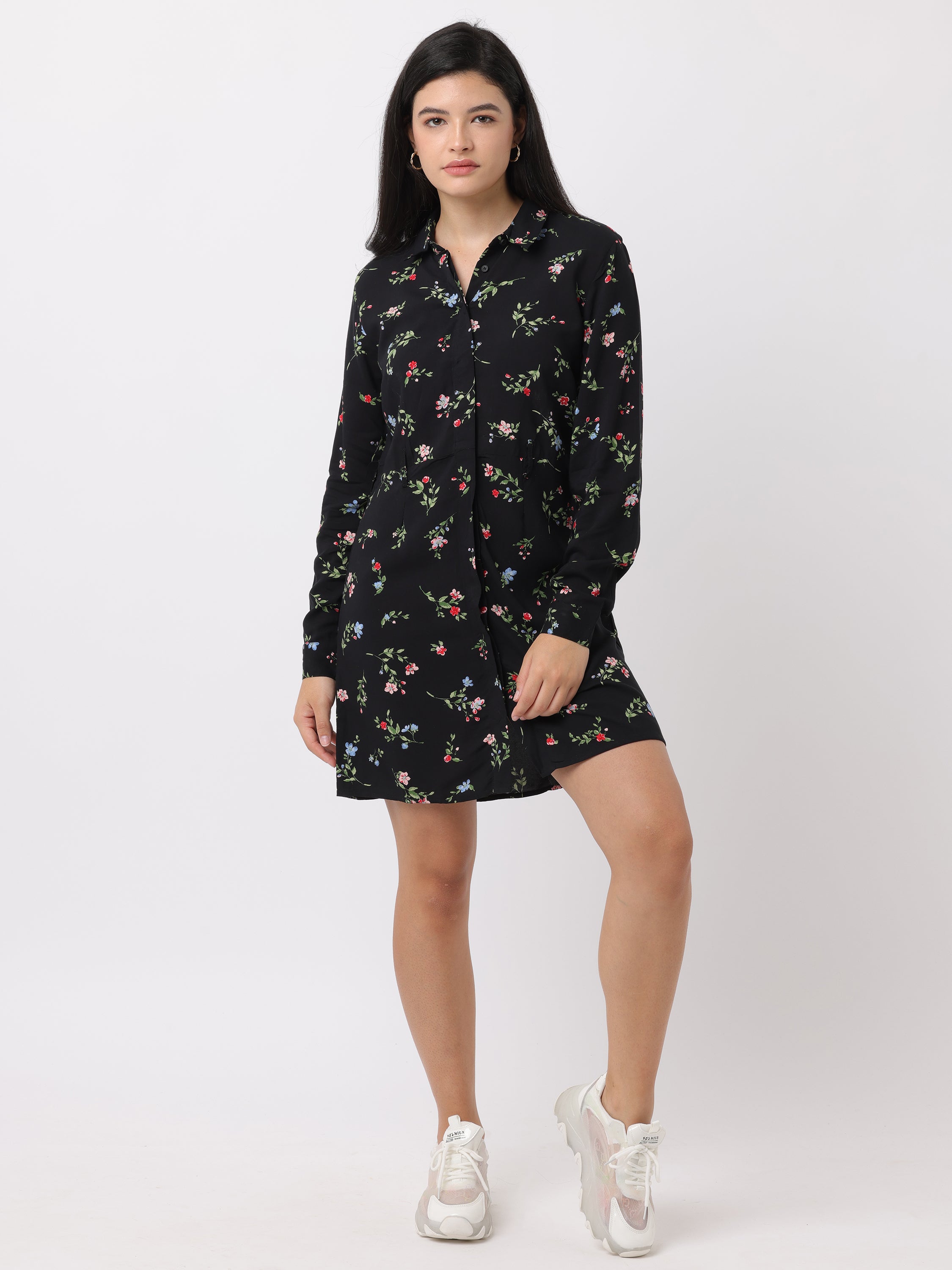 Women Black Slim Fit Printed Dress