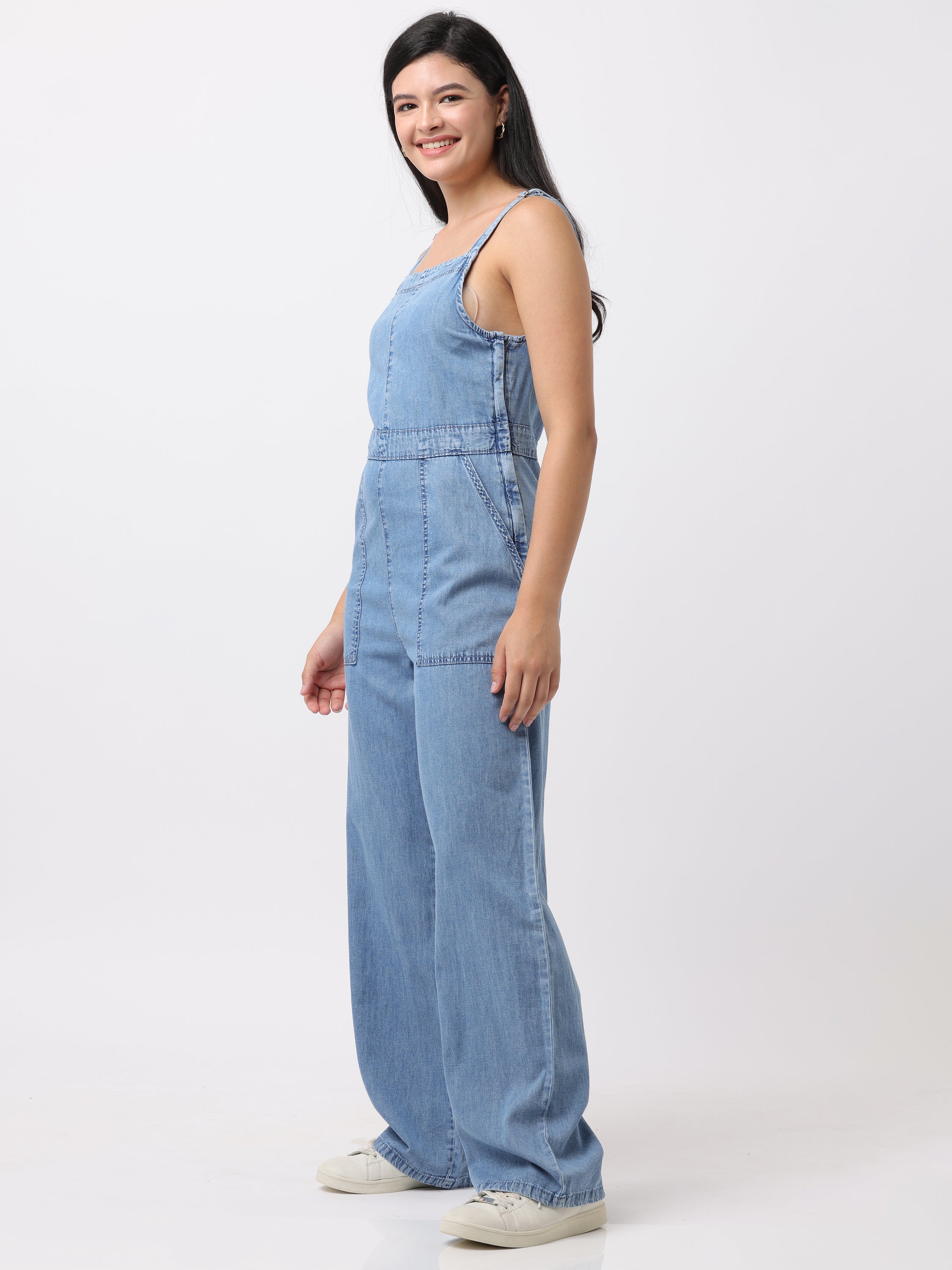 Women Blue Regular Fit Denim Jumpsuit