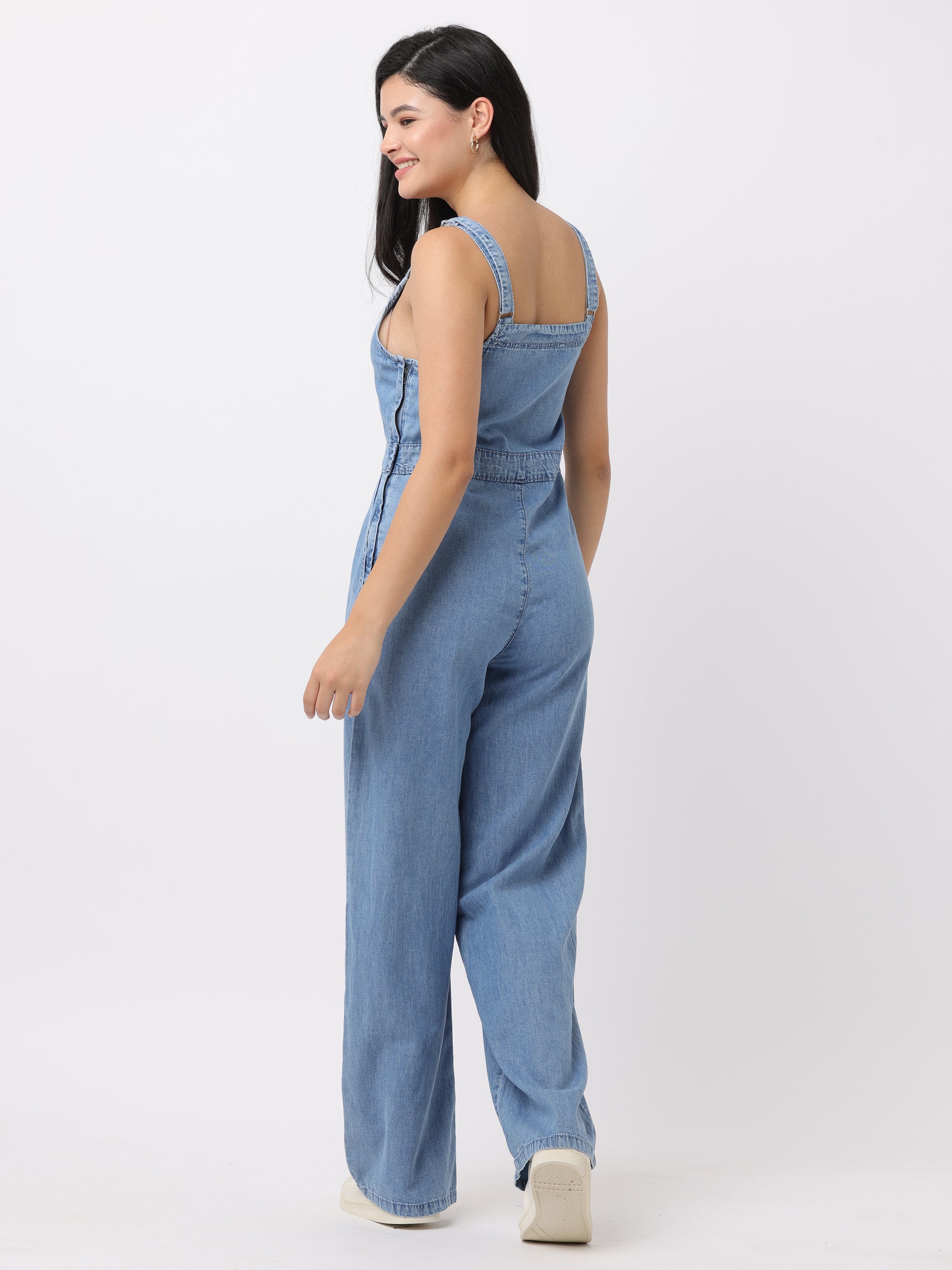 Women Blue Regular Fit Denim Jumpsuit