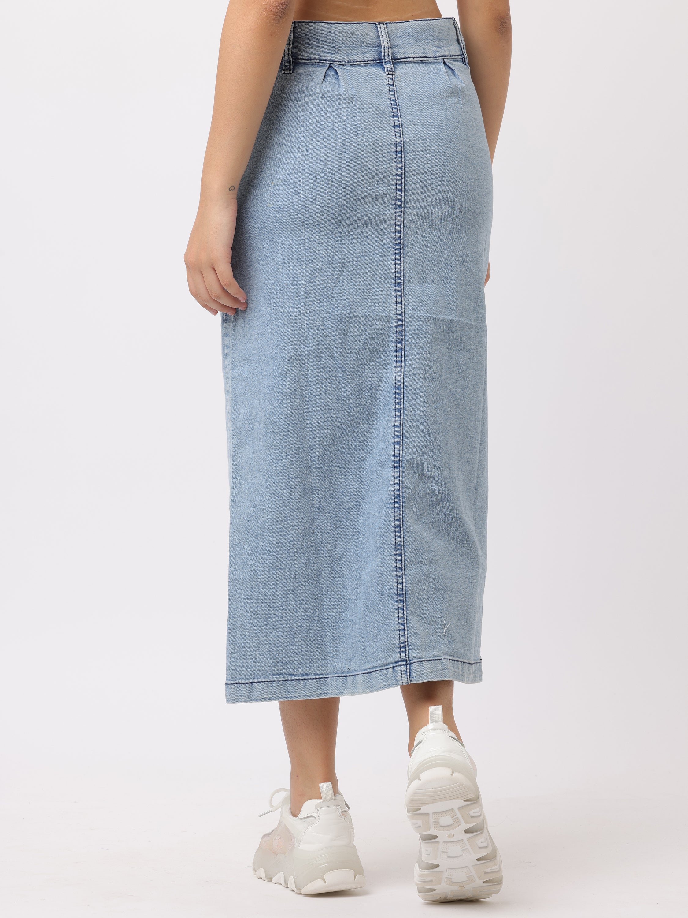 Women Blue Regular Fit Denim Skirt