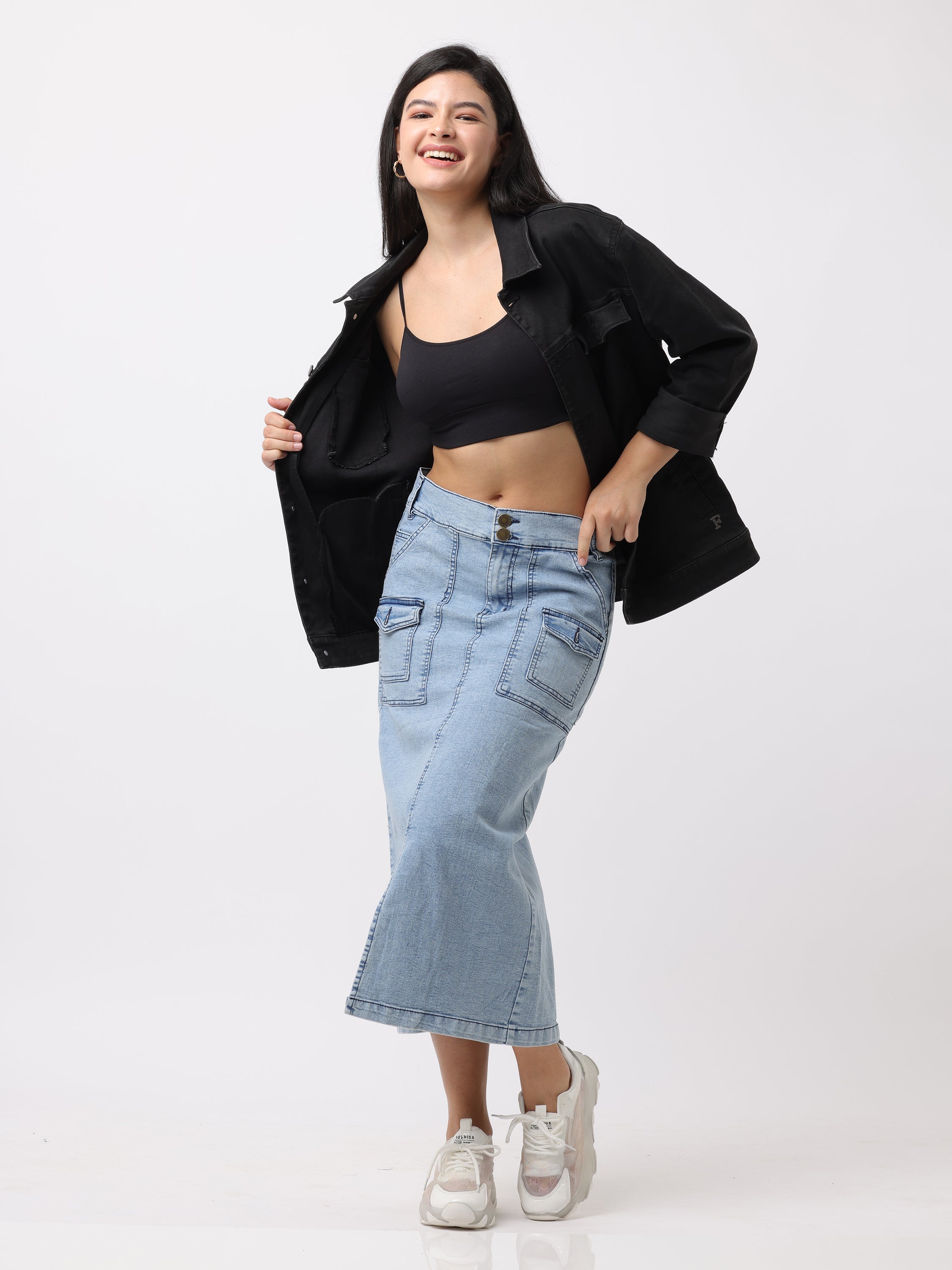 Women Blue Regular Fit Denim Skirt