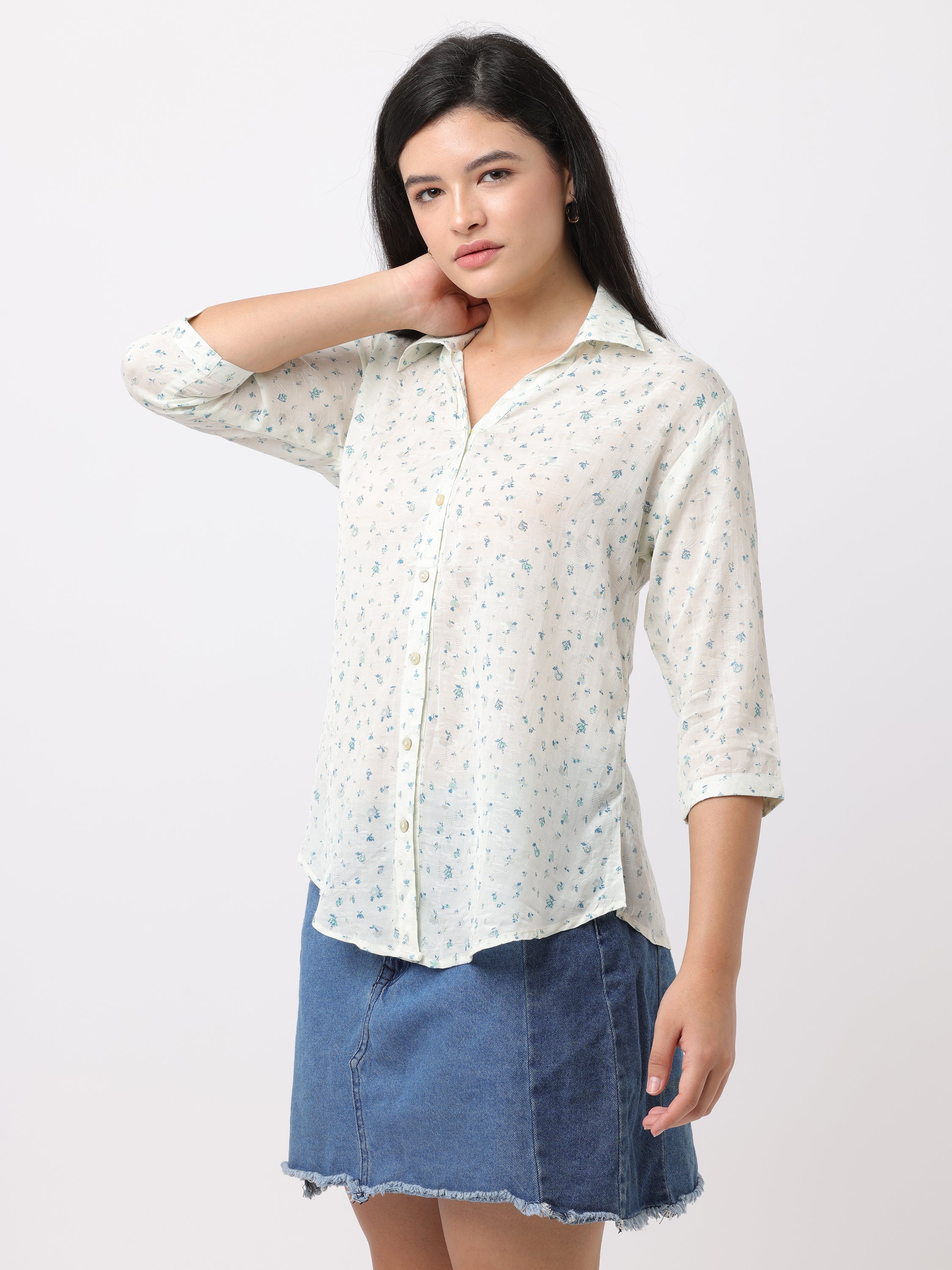 Women White Regular Fit Printed Shirt