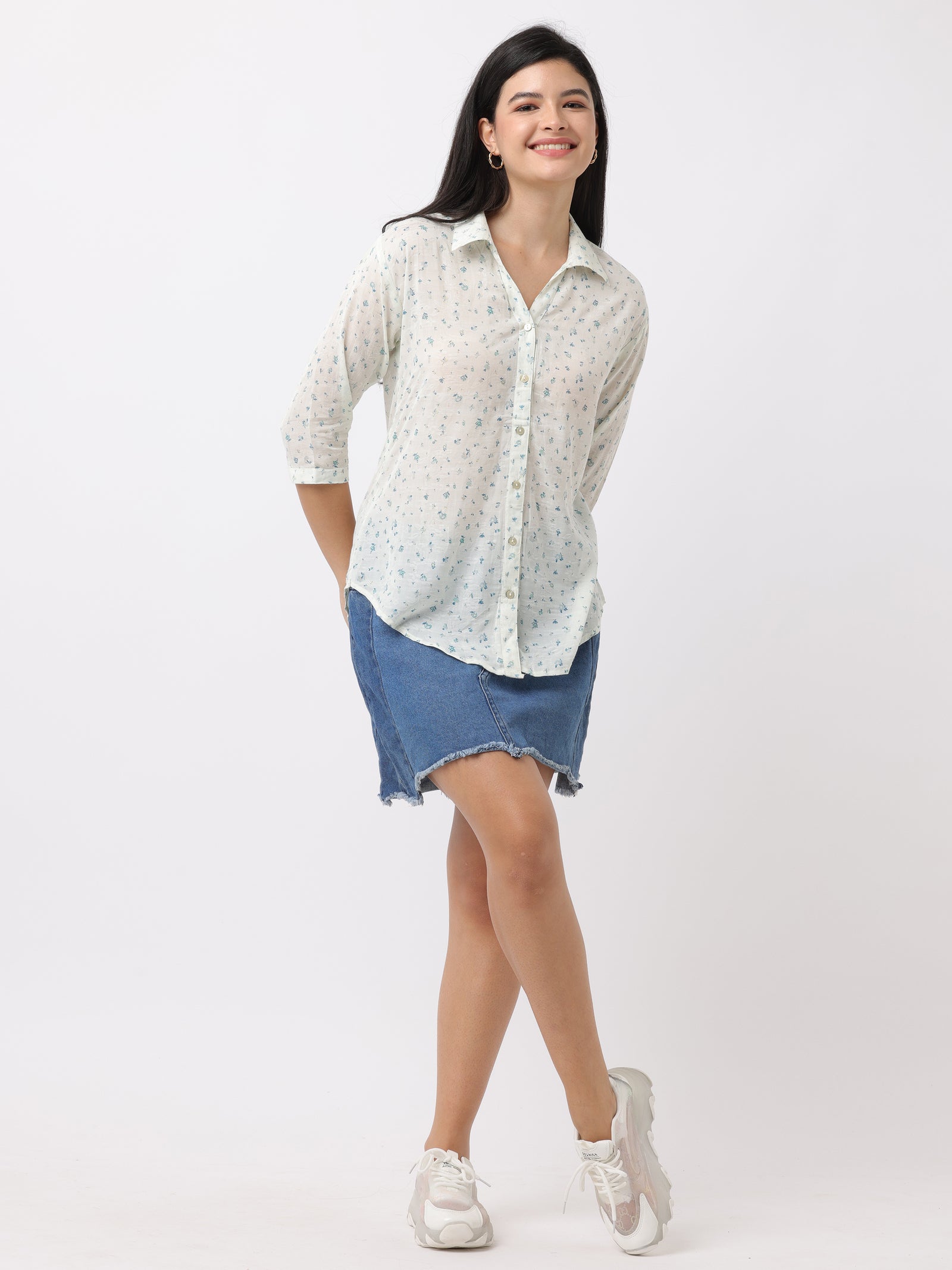 Women White Regular Fit Printed Shirt