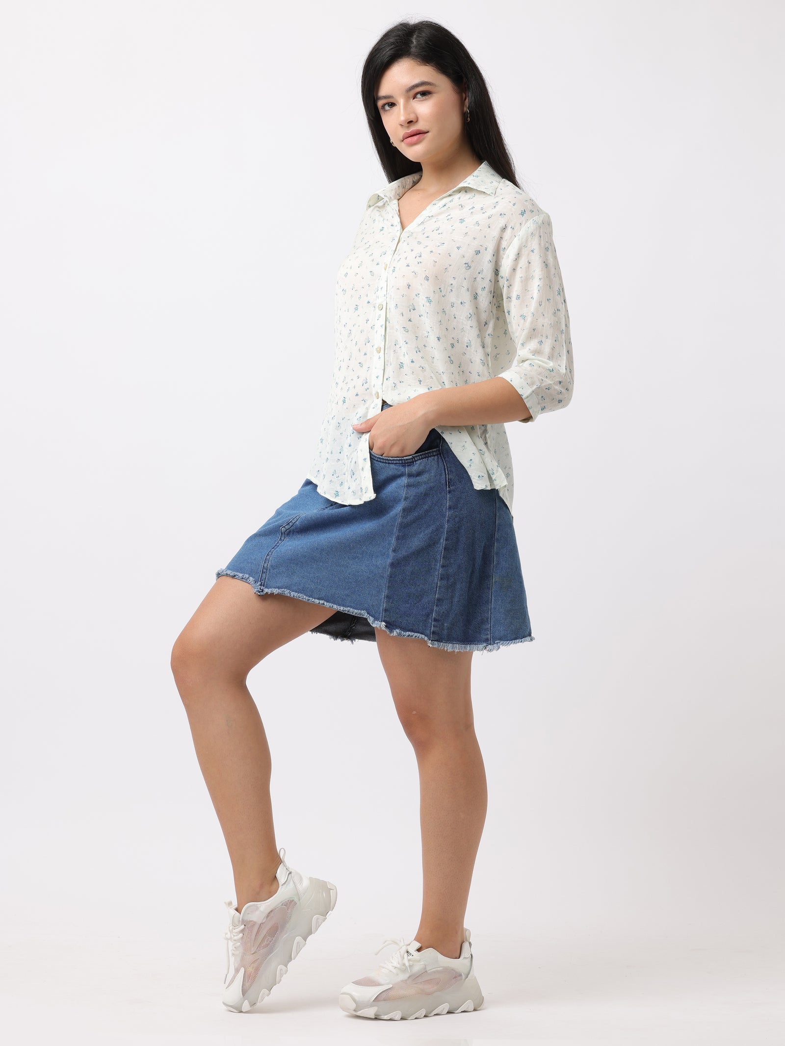 Women White Regular Fit Printed Shirt