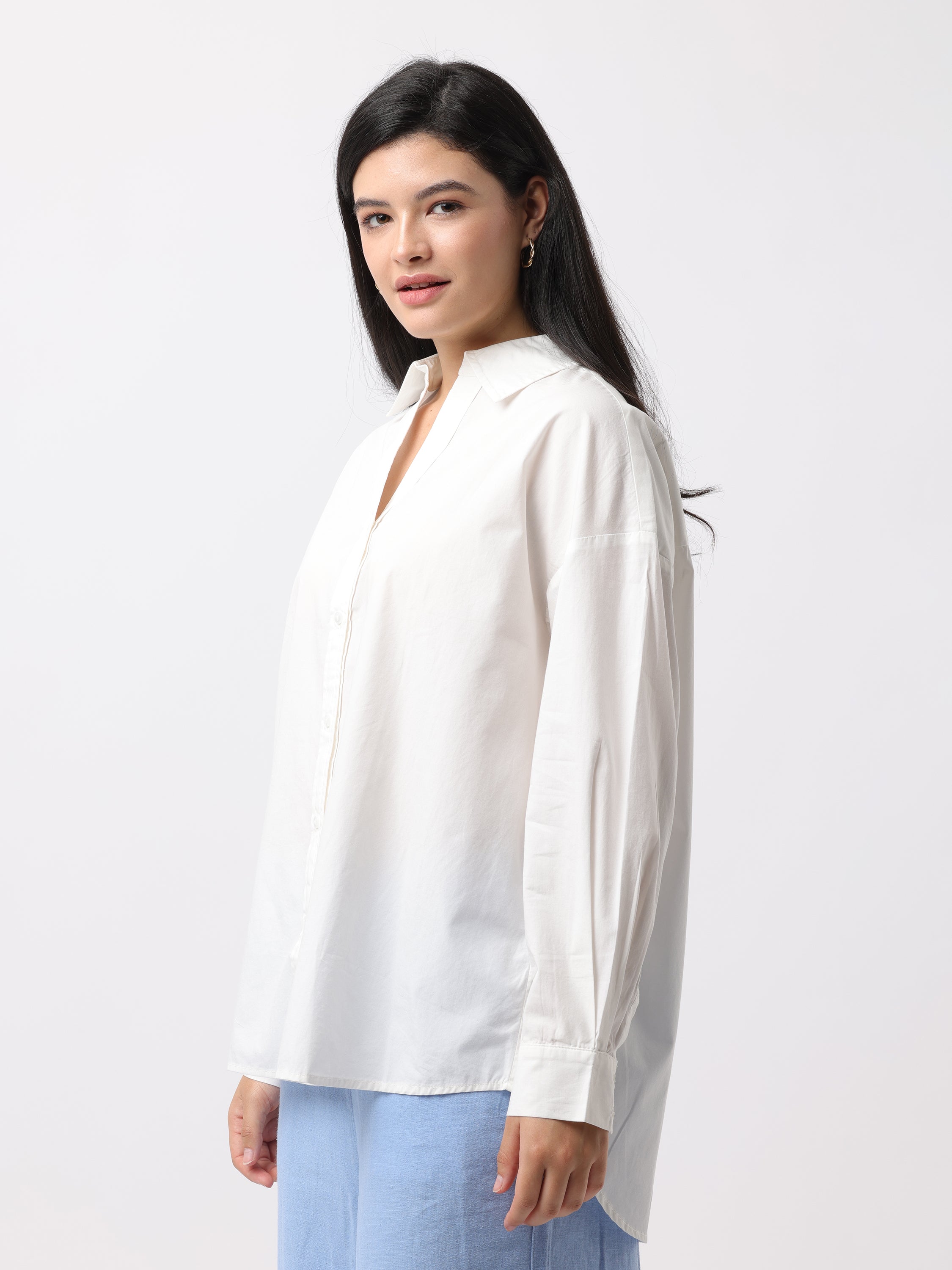 Women Comfortable White Oversized Shirt