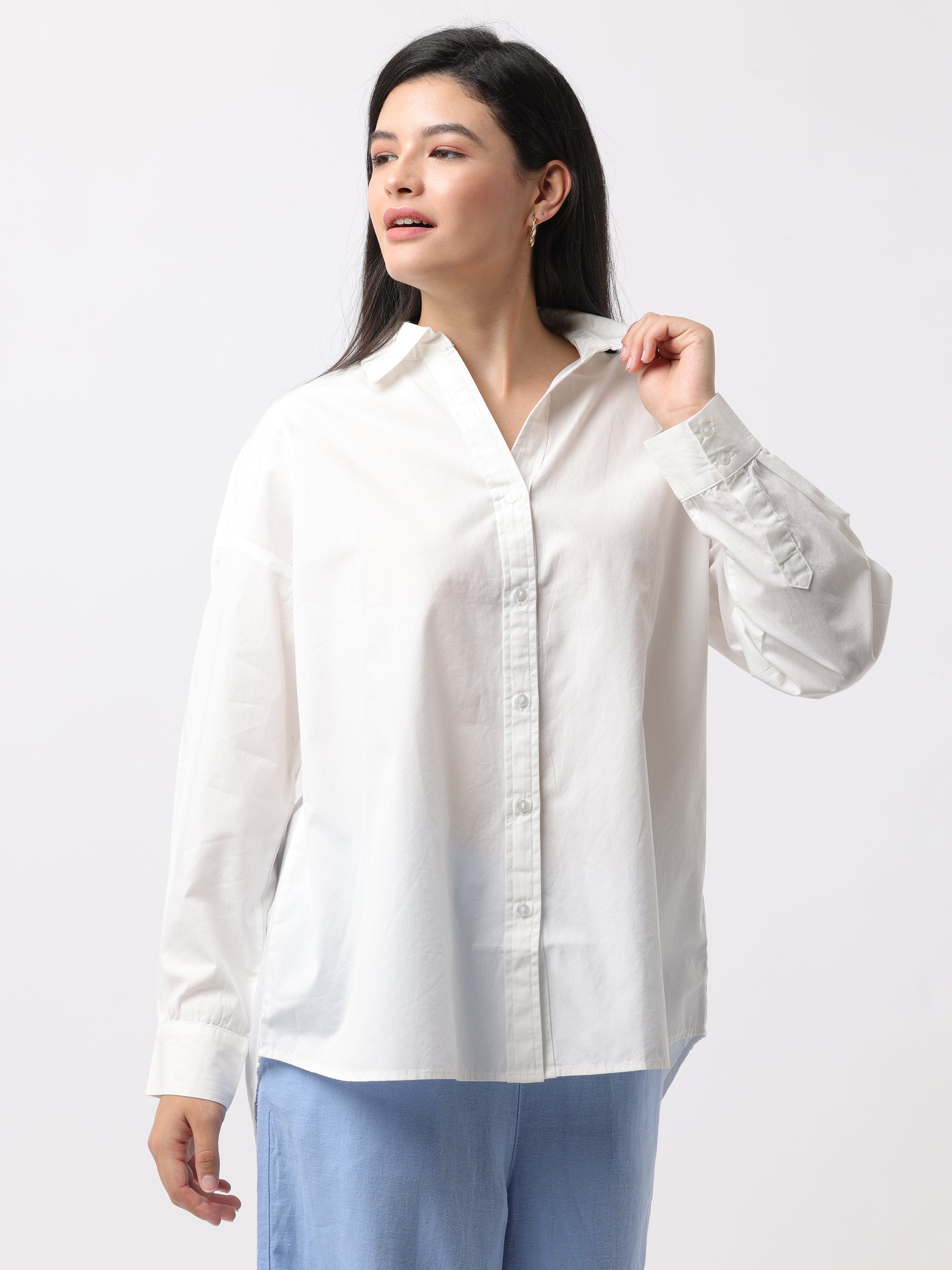 Women Comfortable White Oversized Shirt