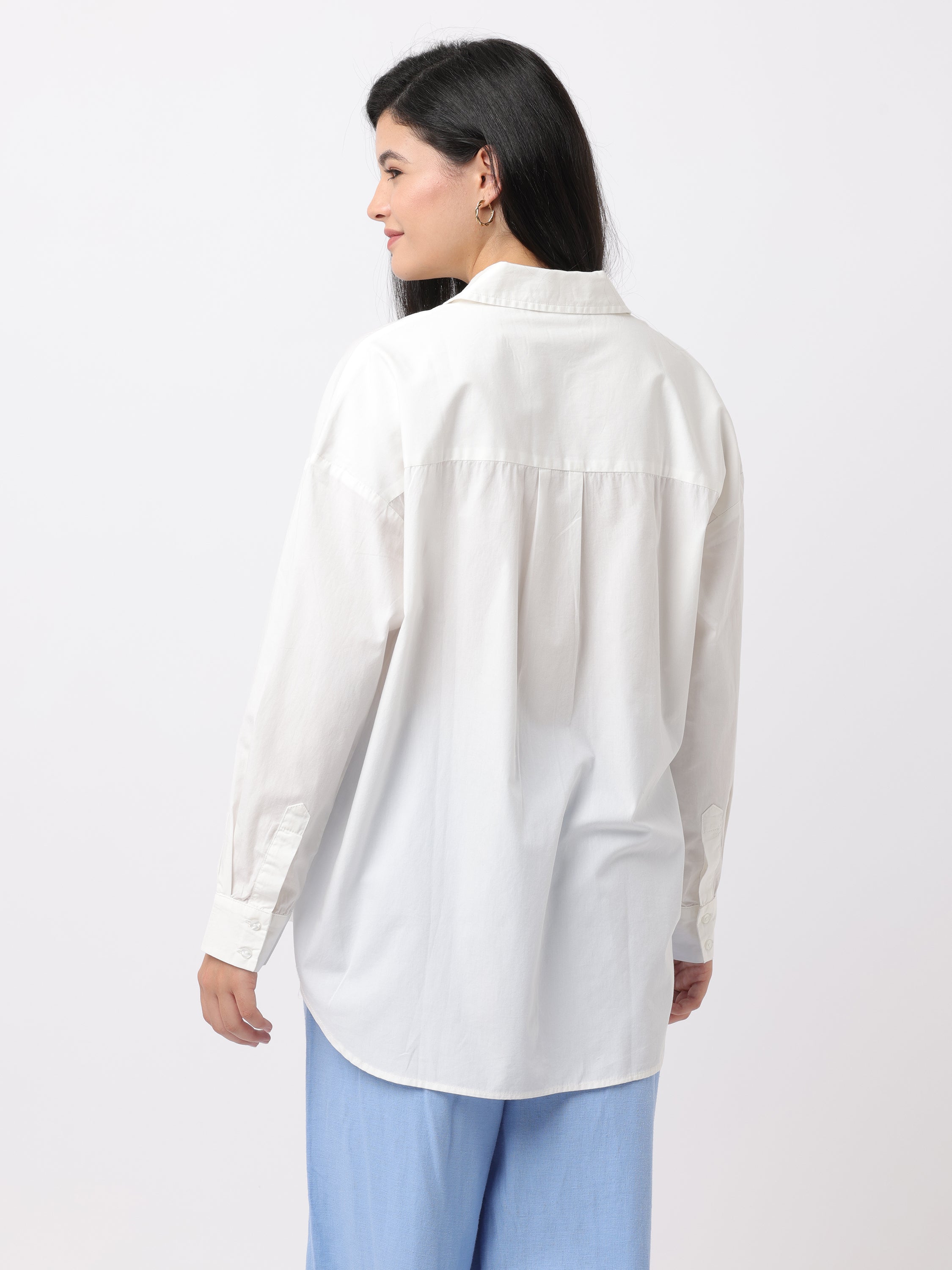 Women Comfortable White Oversized Shirt