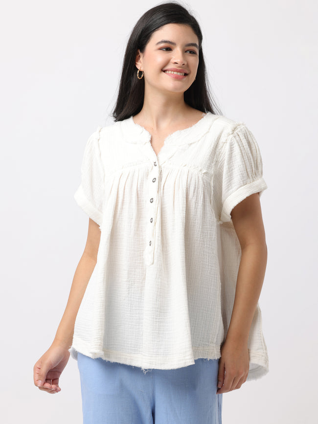 Women White Comfort Fit Tops