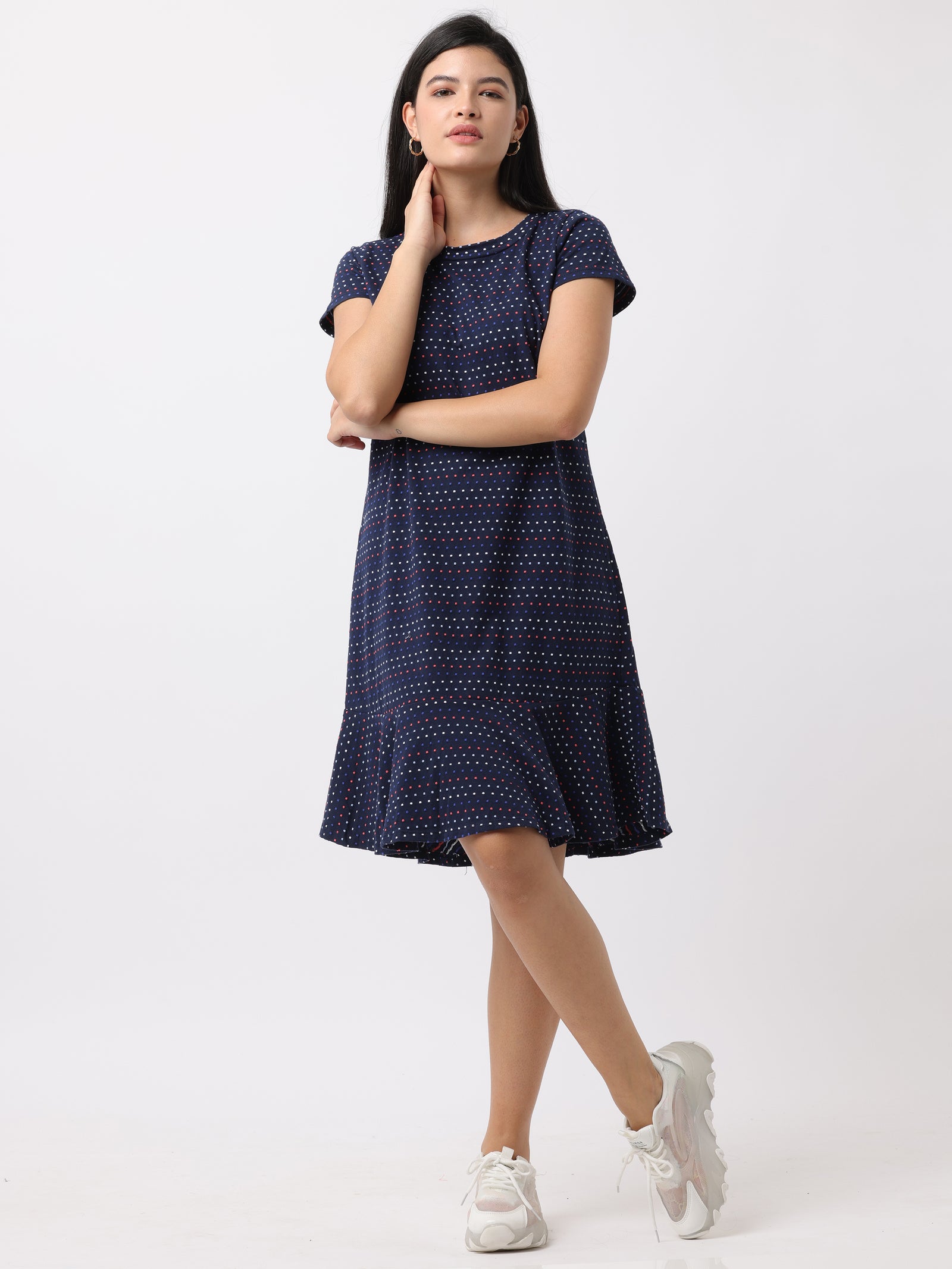 Women Blue Comfort Fit Flared Dress