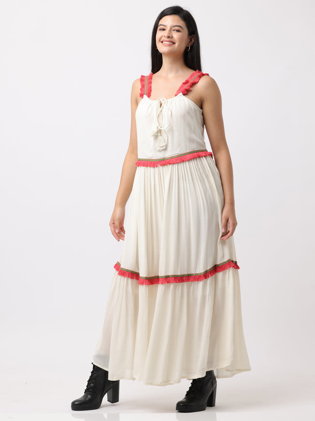 Women White Rayon Dress