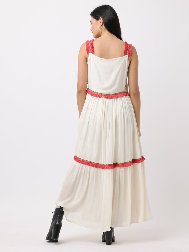 Women White Rayon Dress