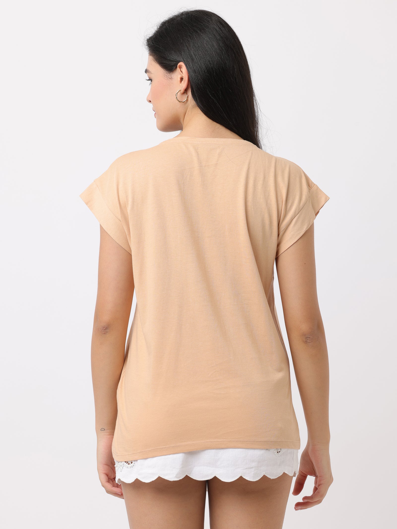 Women Orange Comfort Fit V-neck Top