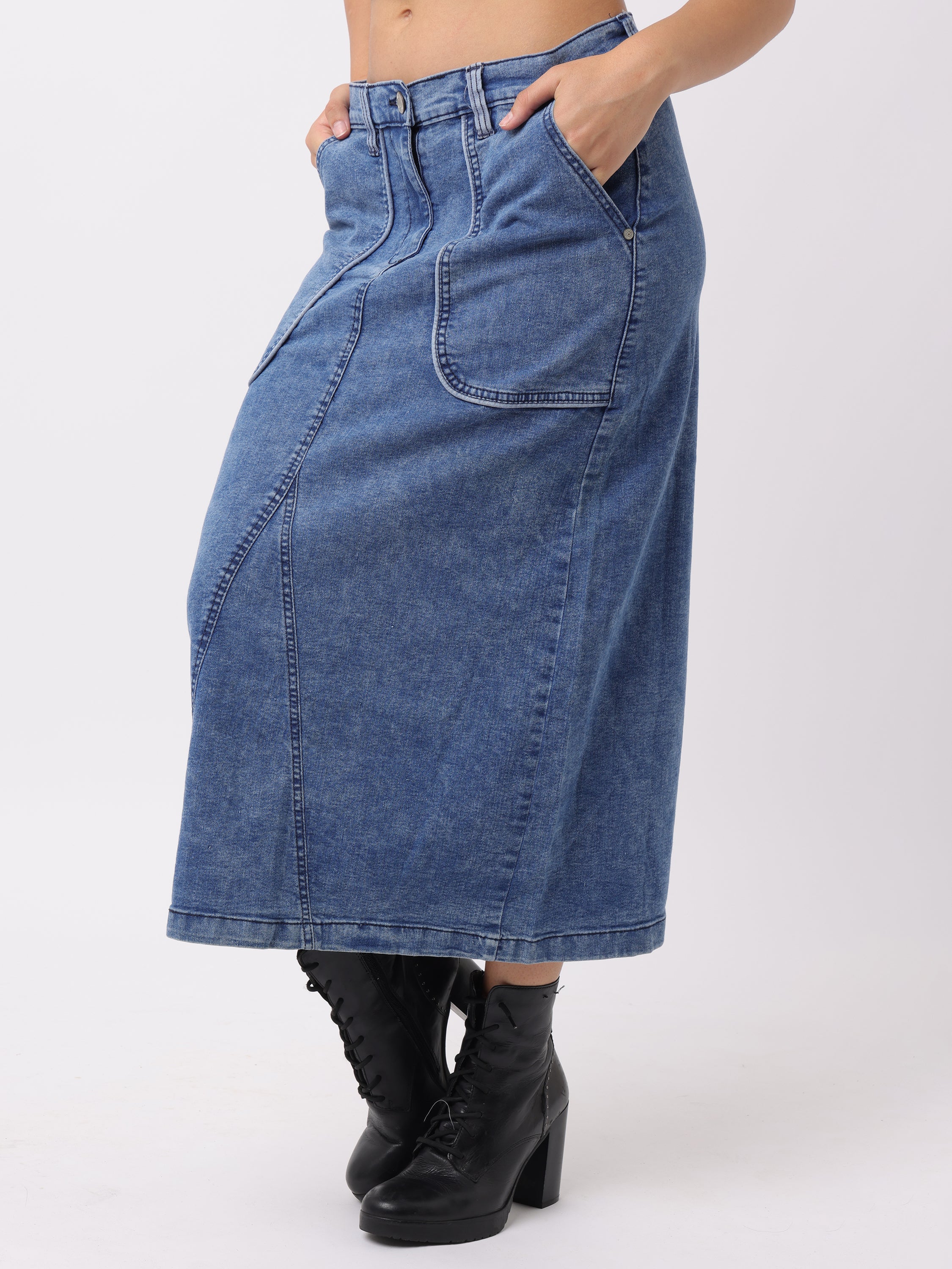 Women Blue Regular Fit Denim Skirt