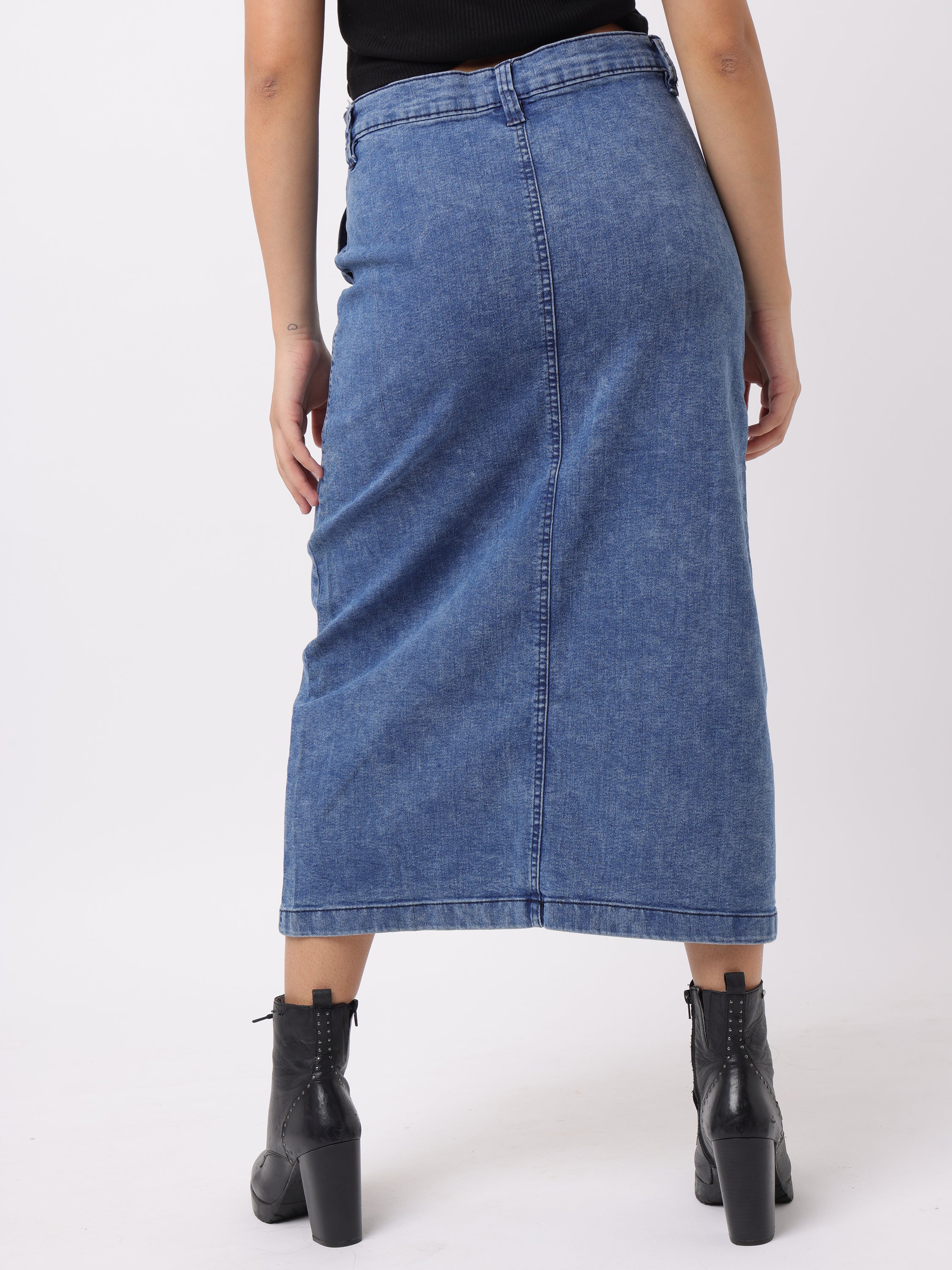 Women Blue Regular Fit Denim Skirt