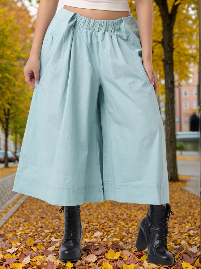 Women Light Blue Flared Comfort Fit Pants