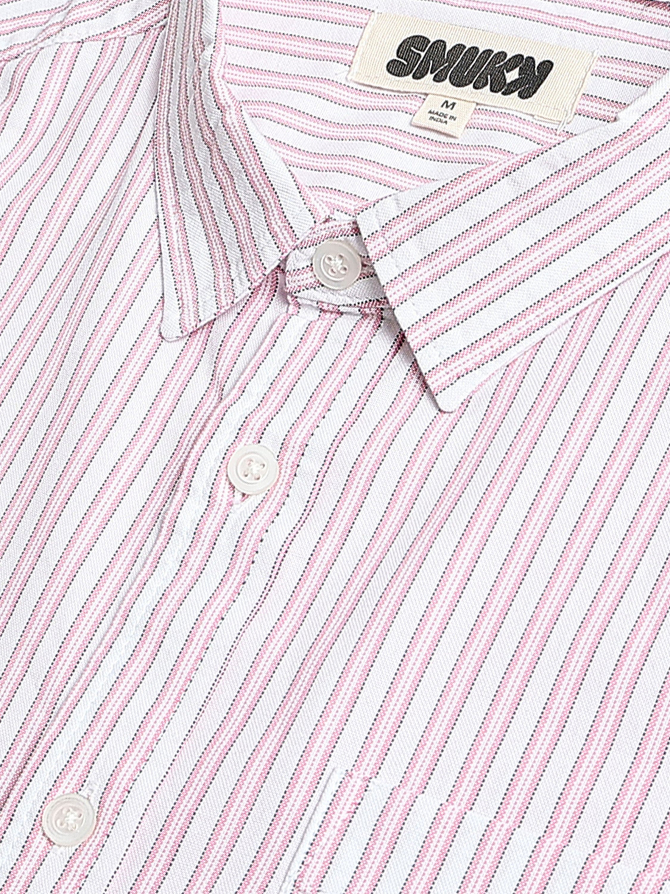Men Pink & White Stripe Shirt