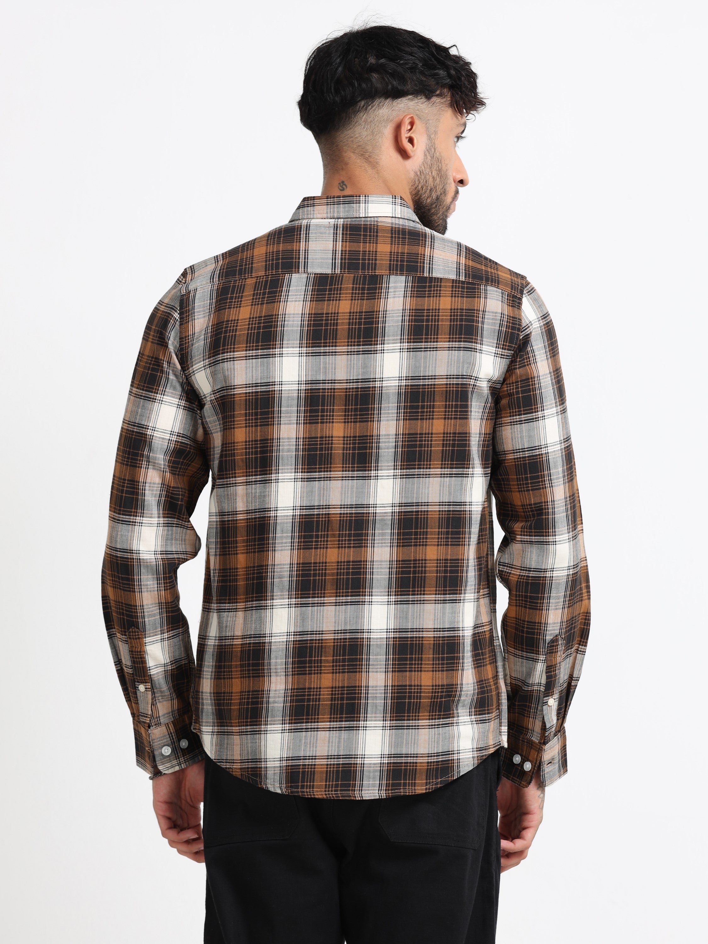 Men Brown Multi Check Shirt